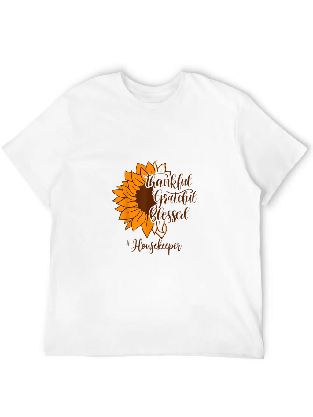 Thankful Grateful Blessed Housekeeper Sunflower Relaxed Everyday Tee – Lightweight And Durable Cotton