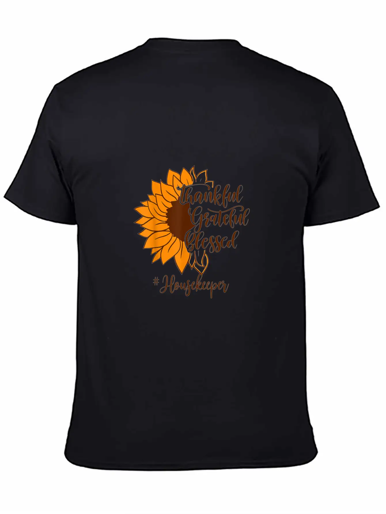 Thankful Grateful Blessed Housekeeper Sunflower Relaxed Everyday Tee – Lightweight And Durable Cotton