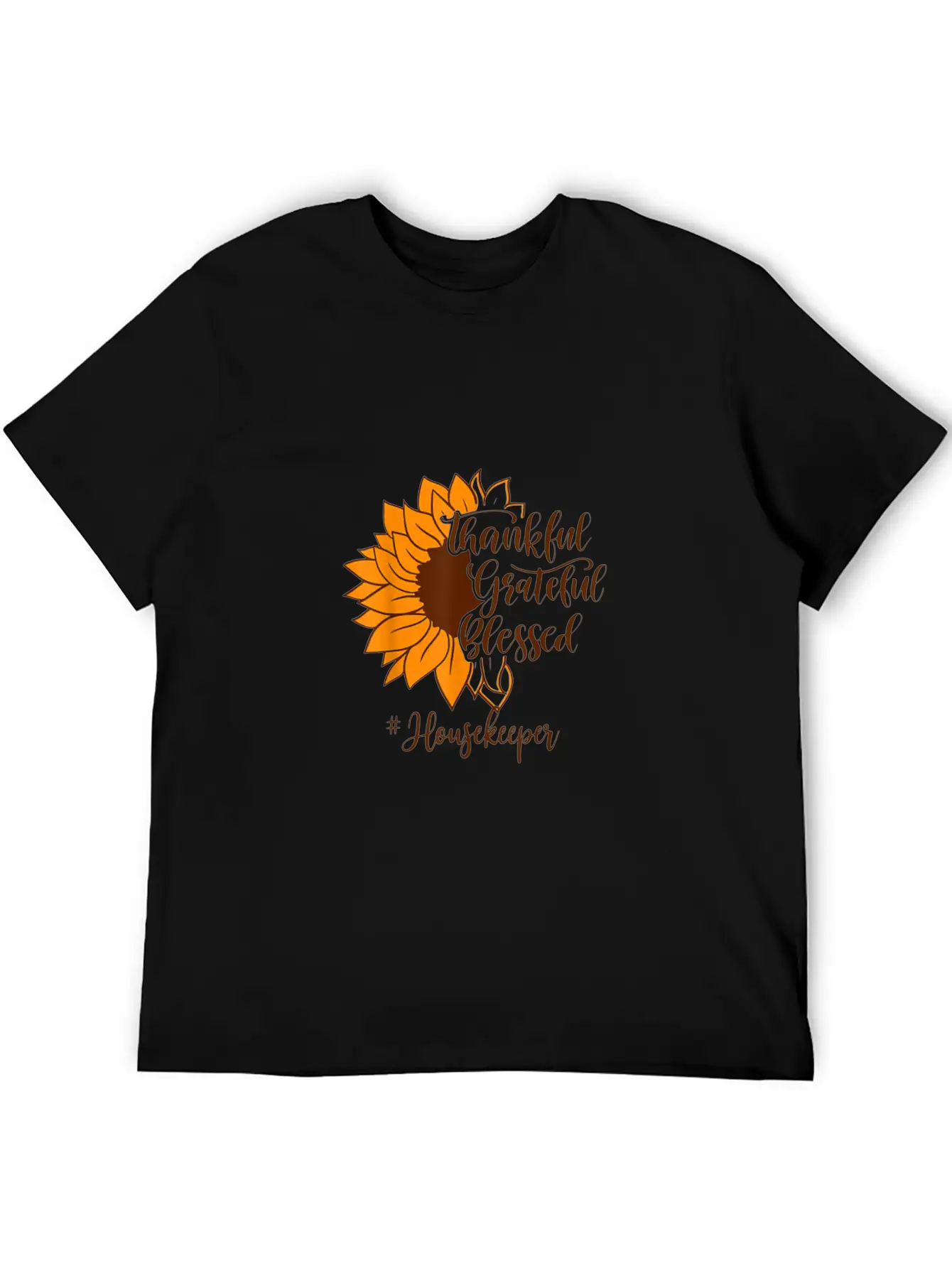 Thankful Grateful Blessed Housekeeper Sunflower Relaxed Everyday Tee – Lightweight And Durable Cotton