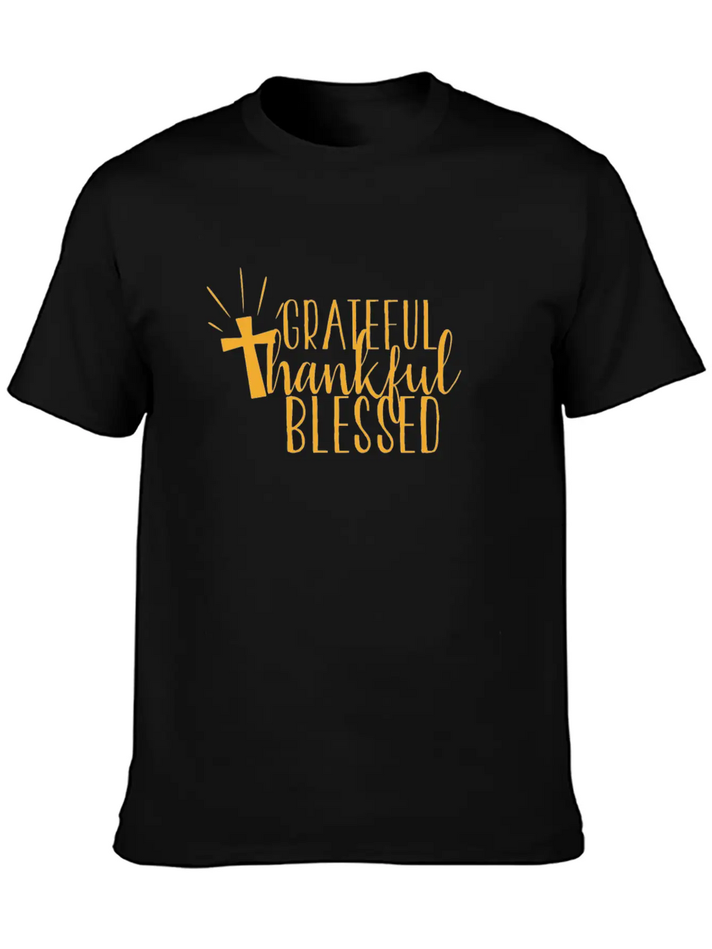 Thanksgiving Cross Grateful Thankful Blessed Unisex Casual T-Shirt – Clean Design For Daily Comfort