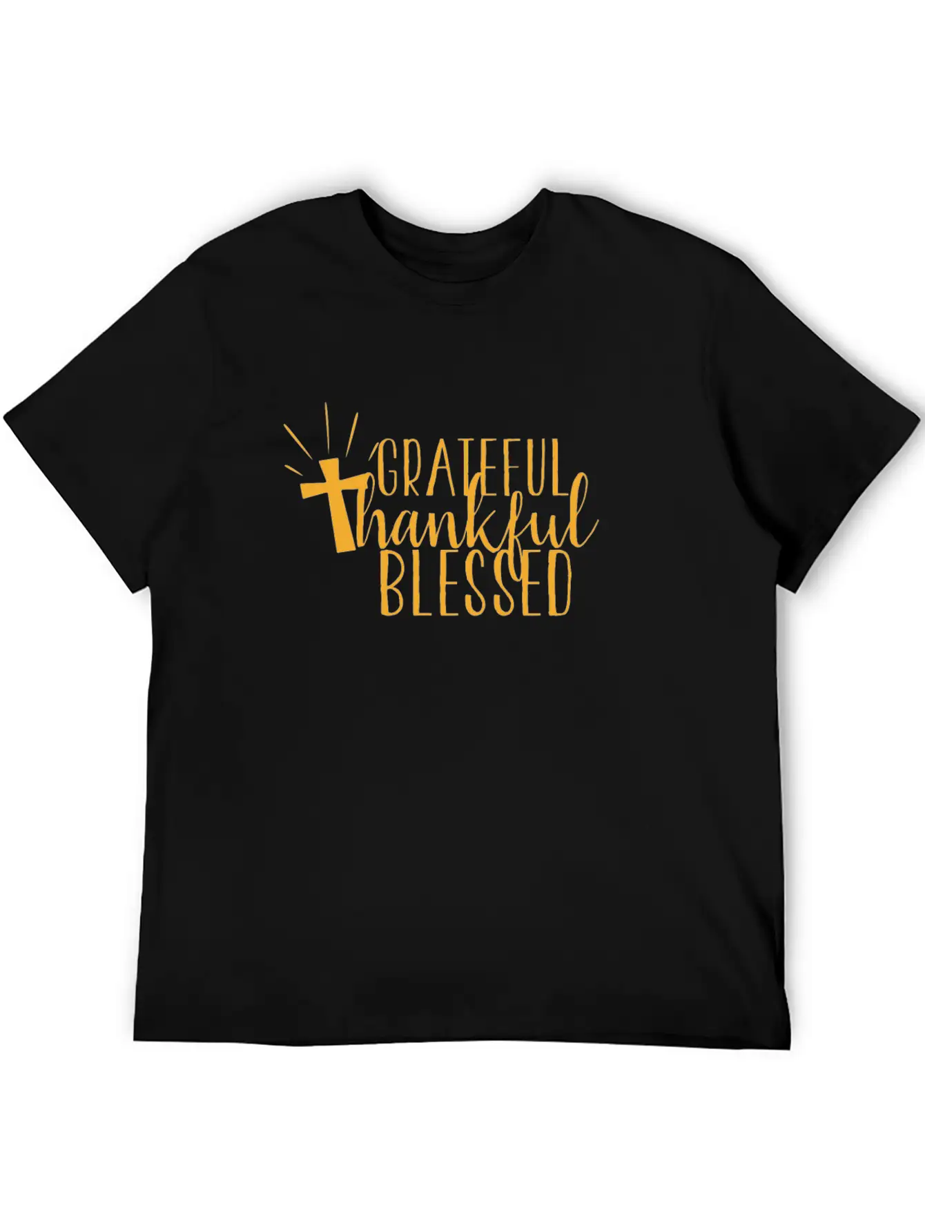 Thanksgiving Cross Grateful Thankful Blessed Unisex Casual T-Shirt – Clean Design For Daily Comfort