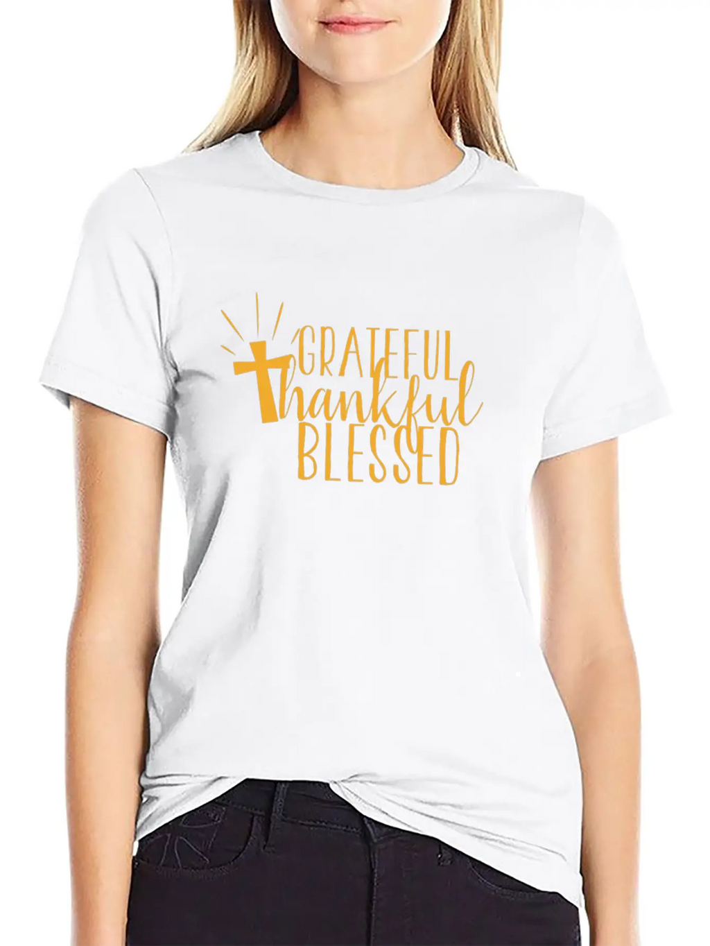Thanksgiving Cross Grateful Thankful Blessed Unisex Casual T-Shirt – Clean Design For Daily Comfort