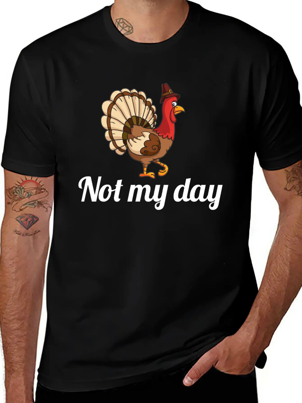 Thanksgiving Turkey Funny Not My Day Gift Cartoon Breathable Graphic T-Shirt – Perfect For Casual Days