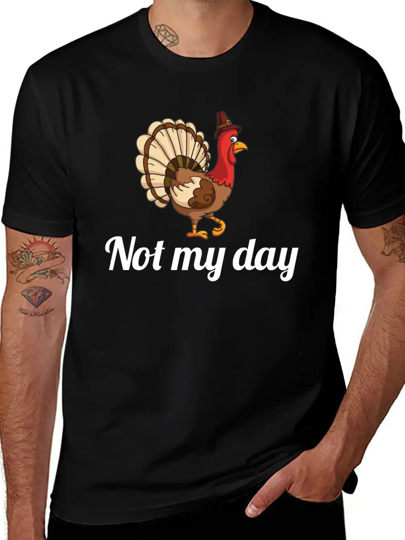 Thanksgiving Turkey Funny Not My Day Gift Cartoon Breathable Graphic T-Shirt – Perfect For Casual Days