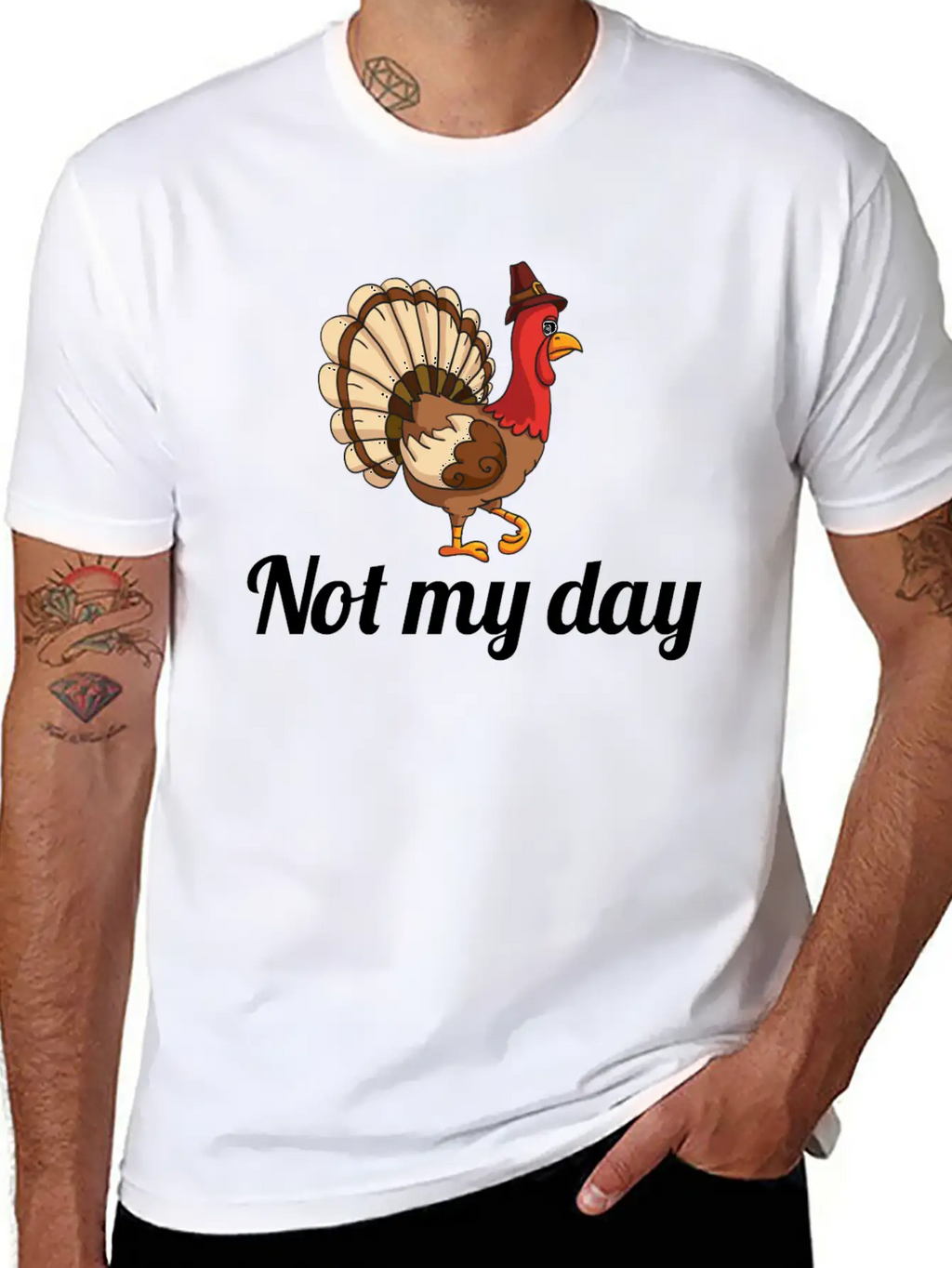 Thanksgiving Turkey Funny Not My Day Gift Cartoon Breathable Graphic T-Shirt – Perfect For Casual Days