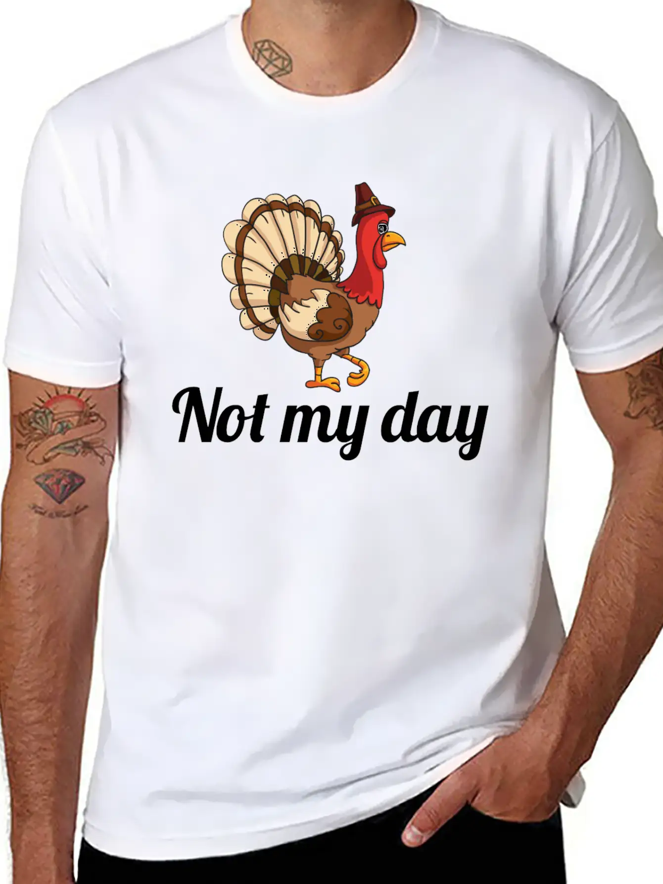 Thanksgiving Turkey Funny Not My Day Gift Cartoon Breathable Graphic T-Shirt – Perfect For Casual Days