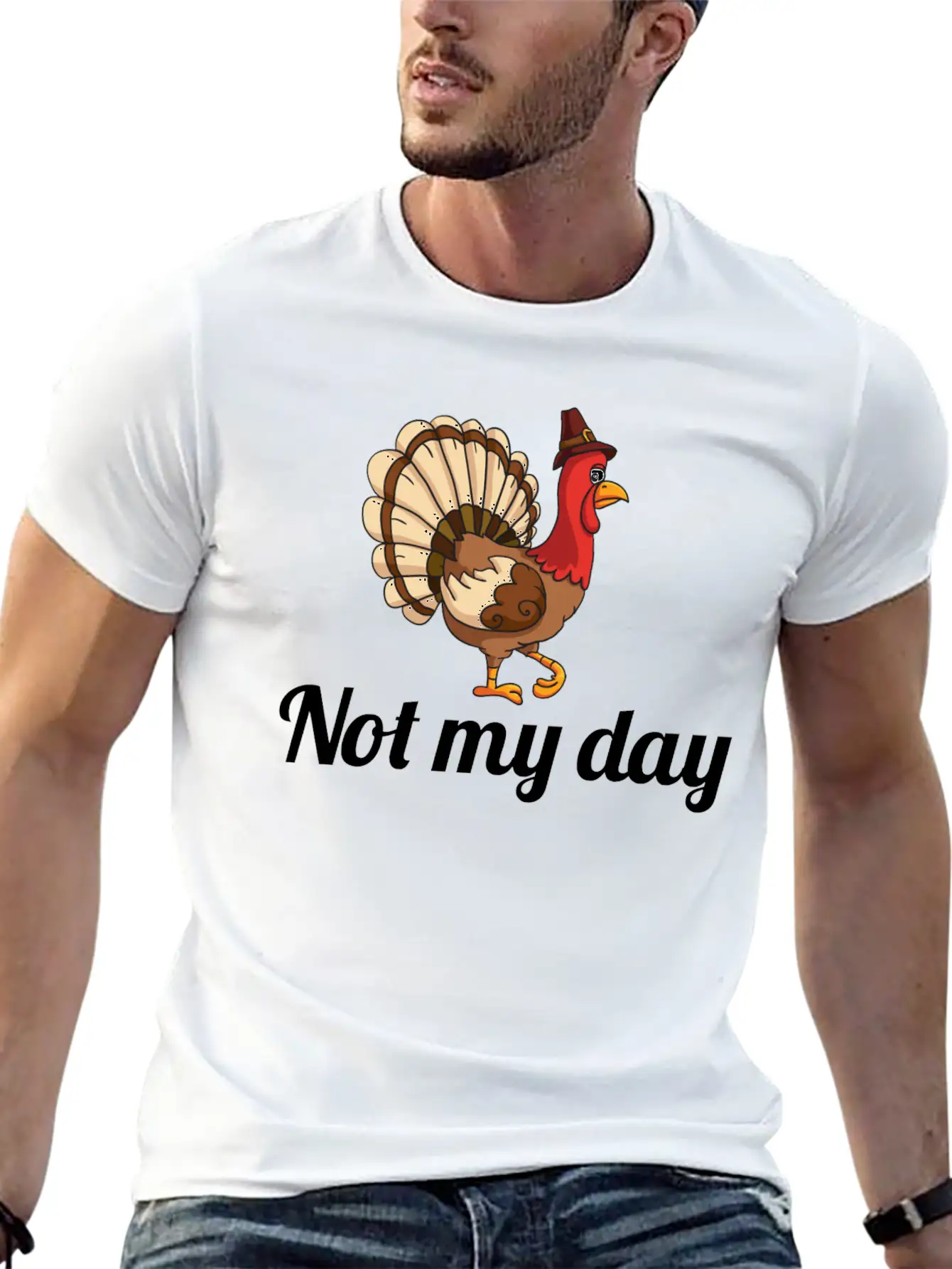 Thanksgiving Turkey Funny Not My Day Gift Cartoon Breathable Graphic T-Shirt – Perfect For Casual Days