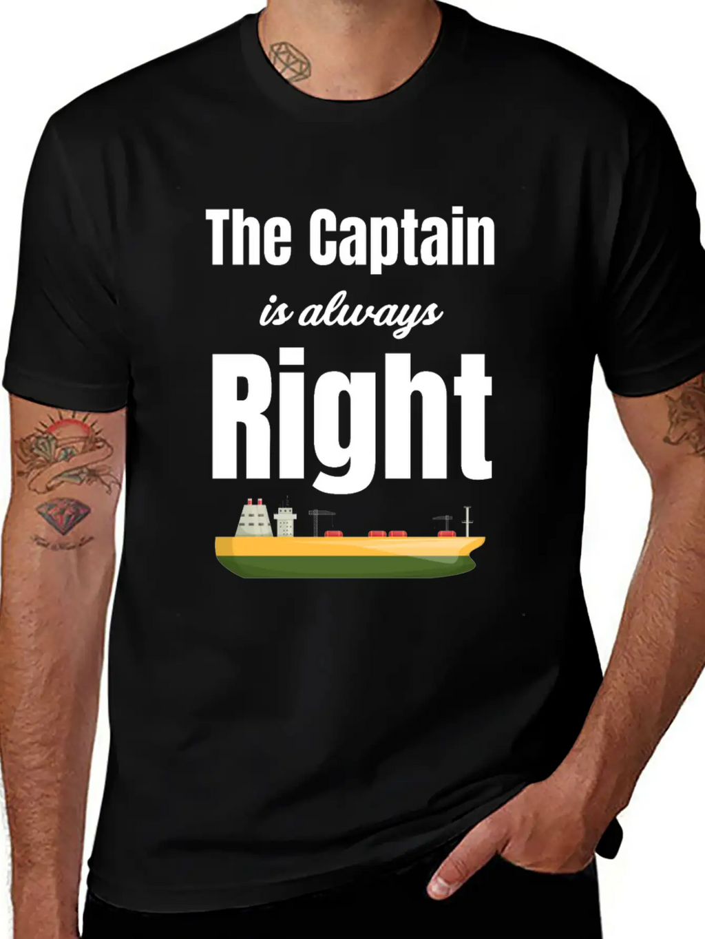 The Captain Is Always Right Ship Cruise Sailing Breathable Soft Cotton T-Shirt – Timeless Casual Look
