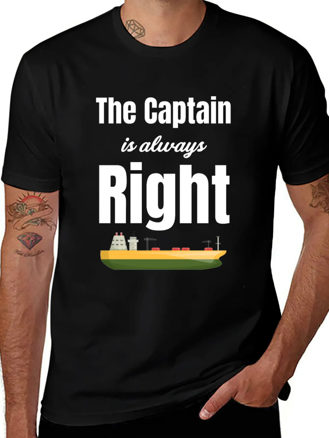 The Captain Is Always Right Ship Cruise Sailing Breathable Soft Cotton T-Shirt – Timeless Casual Look