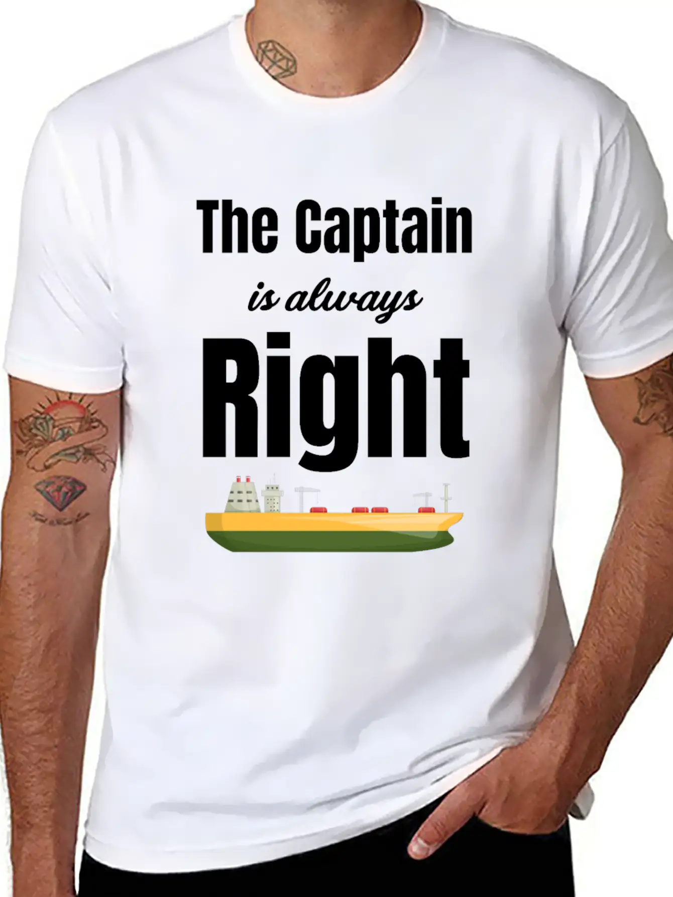 The Captain Is Always Right Ship Cruise Sailing Breathable Soft Cotton T-Shirt – Timeless Casual Look