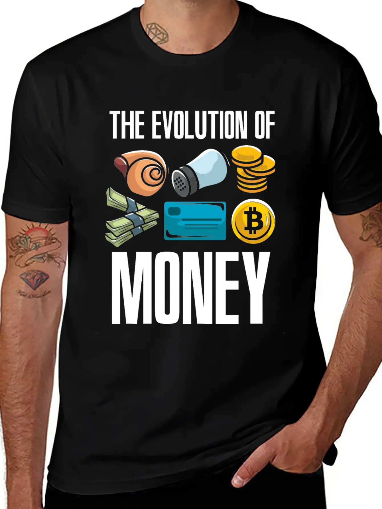 The Evolution Of Money Crypto Plan BTC Bitcoin Stylish Everyday T-Shirt – Unisex Basic Cotton Tee