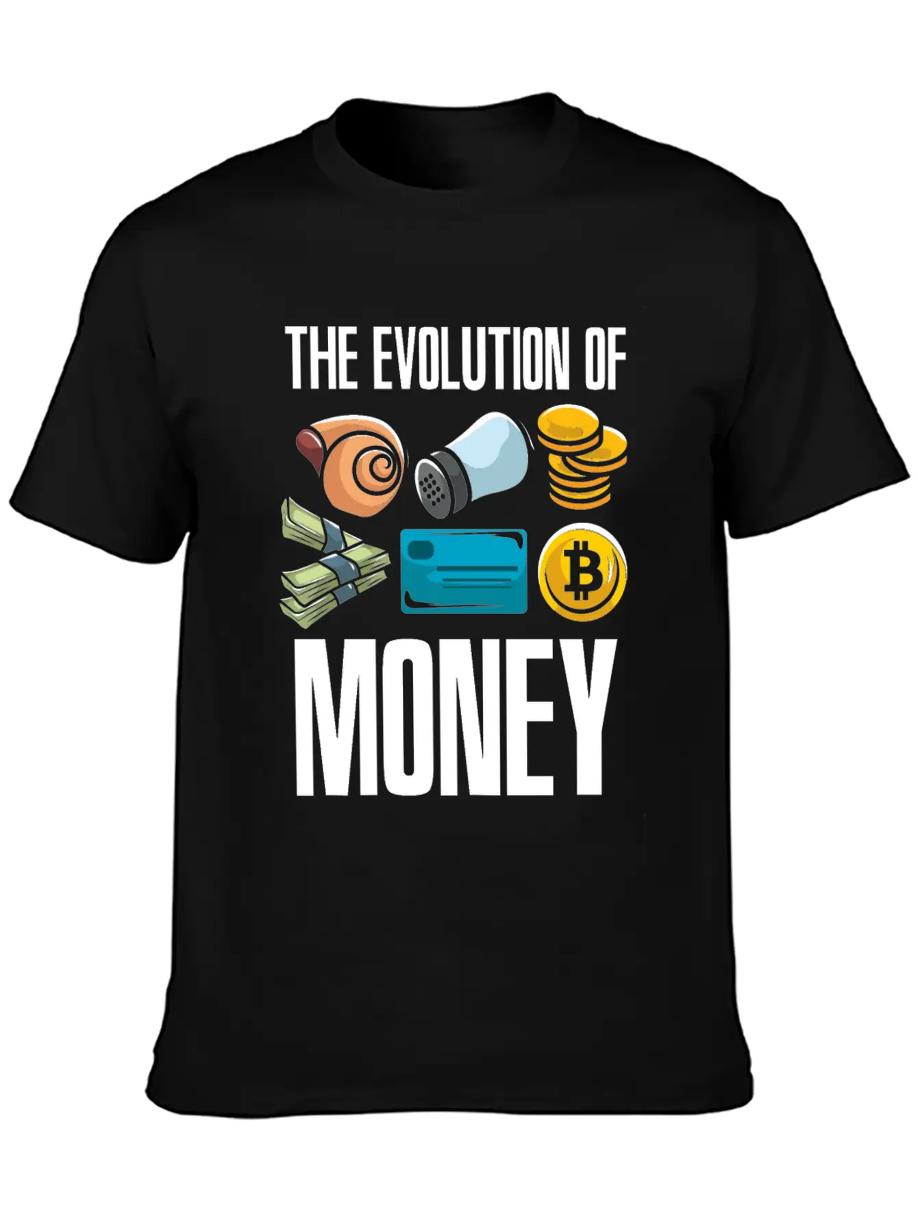 The Evolution Of Money Crypto Plan BTC Bitcoin Stylish Everyday T-Shirt – Unisex Basic Cotton Tee