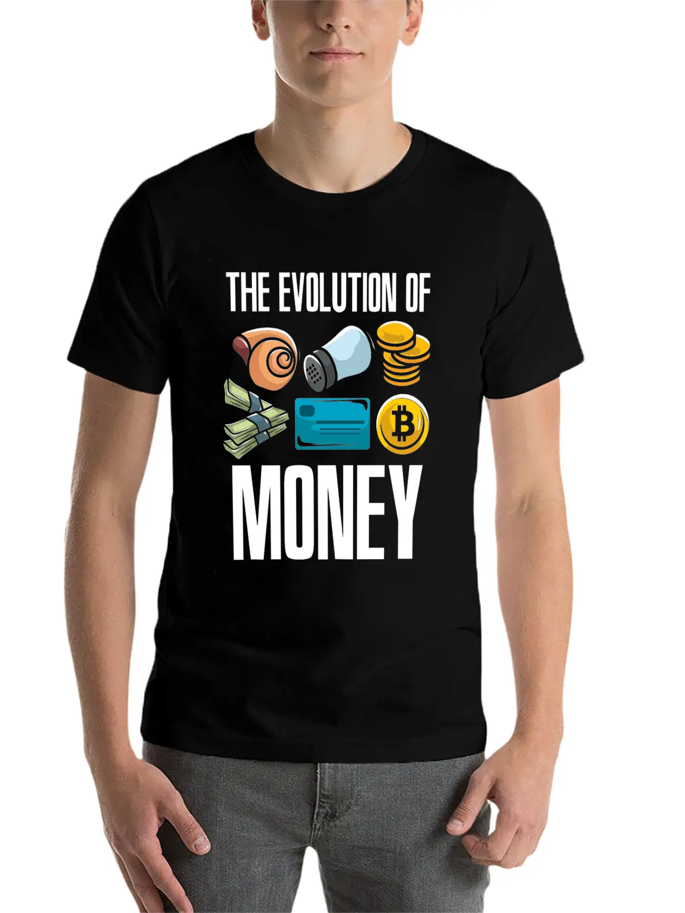 The Evolution Of Money Crypto Plan BTC Bitcoin Stylish Everyday T-Shirt – Unisex Basic Cotton Tee
