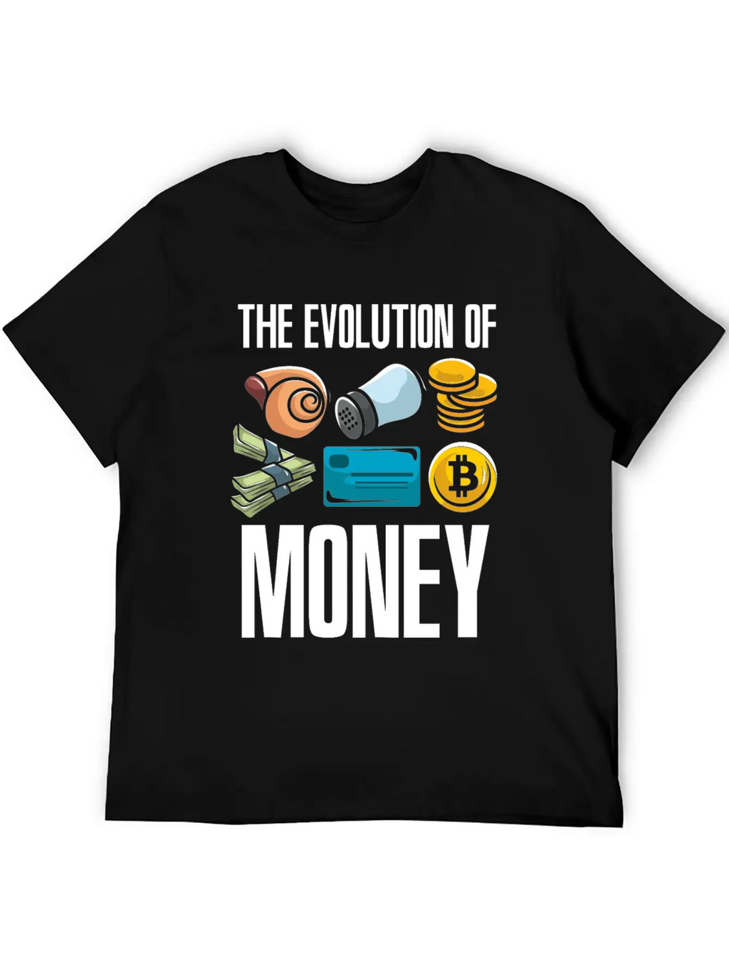 The Evolution Of Money Crypto Plan BTC Bitcoin Stylish Everyday T-Shirt – Unisex Basic Cotton Tee