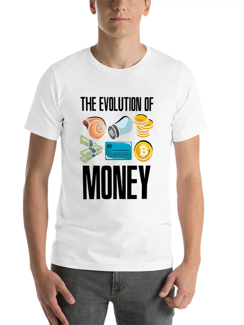 The Evolution Of Money Crypto Plan BTC Bitcoin Stylish Everyday T-Shirt – Unisex Basic Cotton Tee