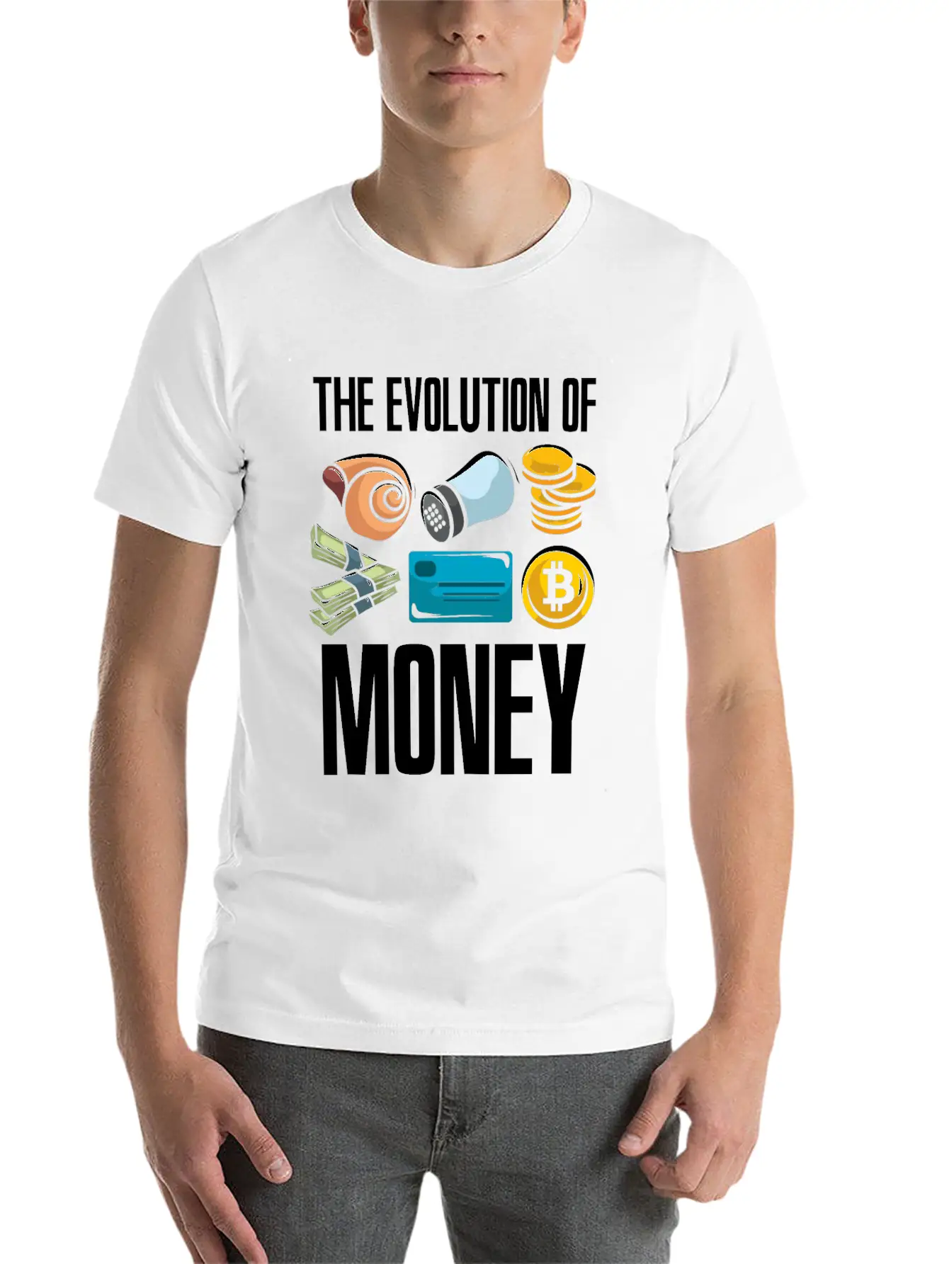 The Evolution Of Money Crypto Plan BTC Bitcoin Stylish Everyday T-Shirt – Unisex Basic Cotton Tee