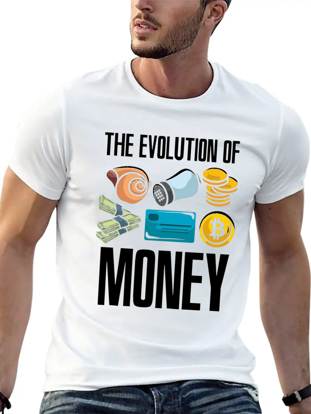 The Evolution Of Money Crypto Plan BTC Bitcoin Stylish Everyday T-Shirt – Unisex Basic Cotton Tee