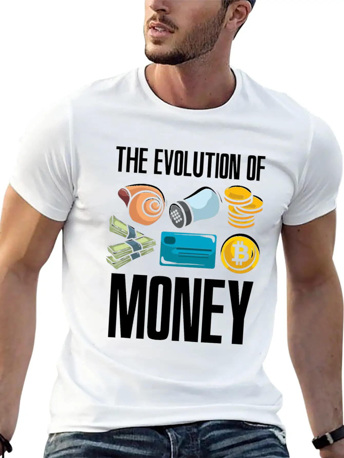 The Evolution Of Money Crypto Plan BTC Bitcoin Stylish Everyday T-Shirt – Unisex Basic Cotton Tee