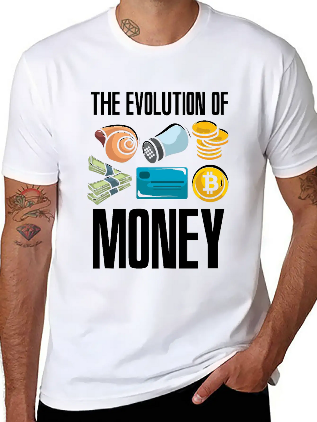 The Evolution Of Money Crypto Plan BTC Bitcoin Stylish Everyday T-Shirt – Unisex Basic Cotton Tee