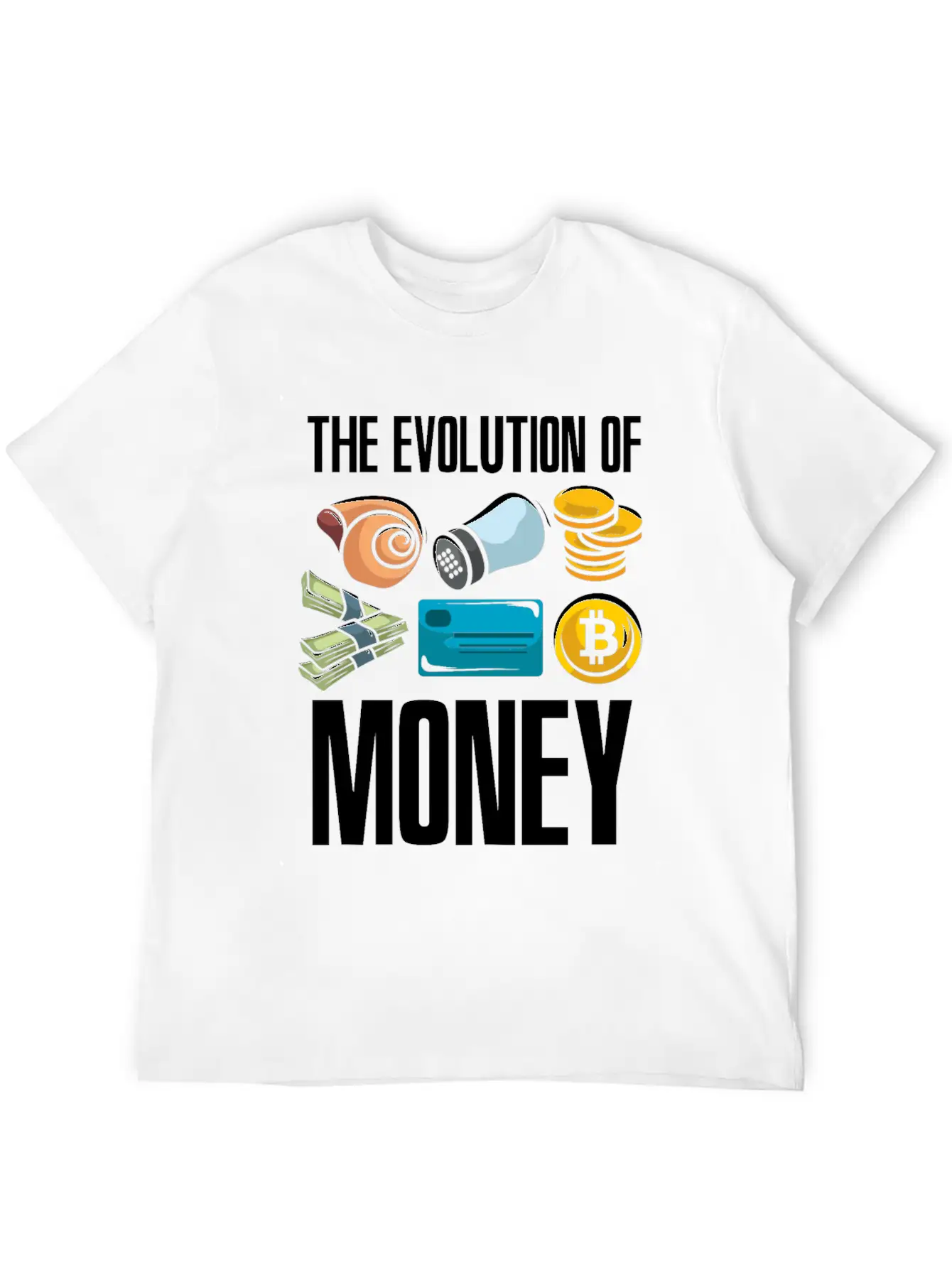 The Evolution Of Money Crypto Plan BTC Bitcoin Stylish Everyday T-Shirt – Unisex Basic Cotton Tee