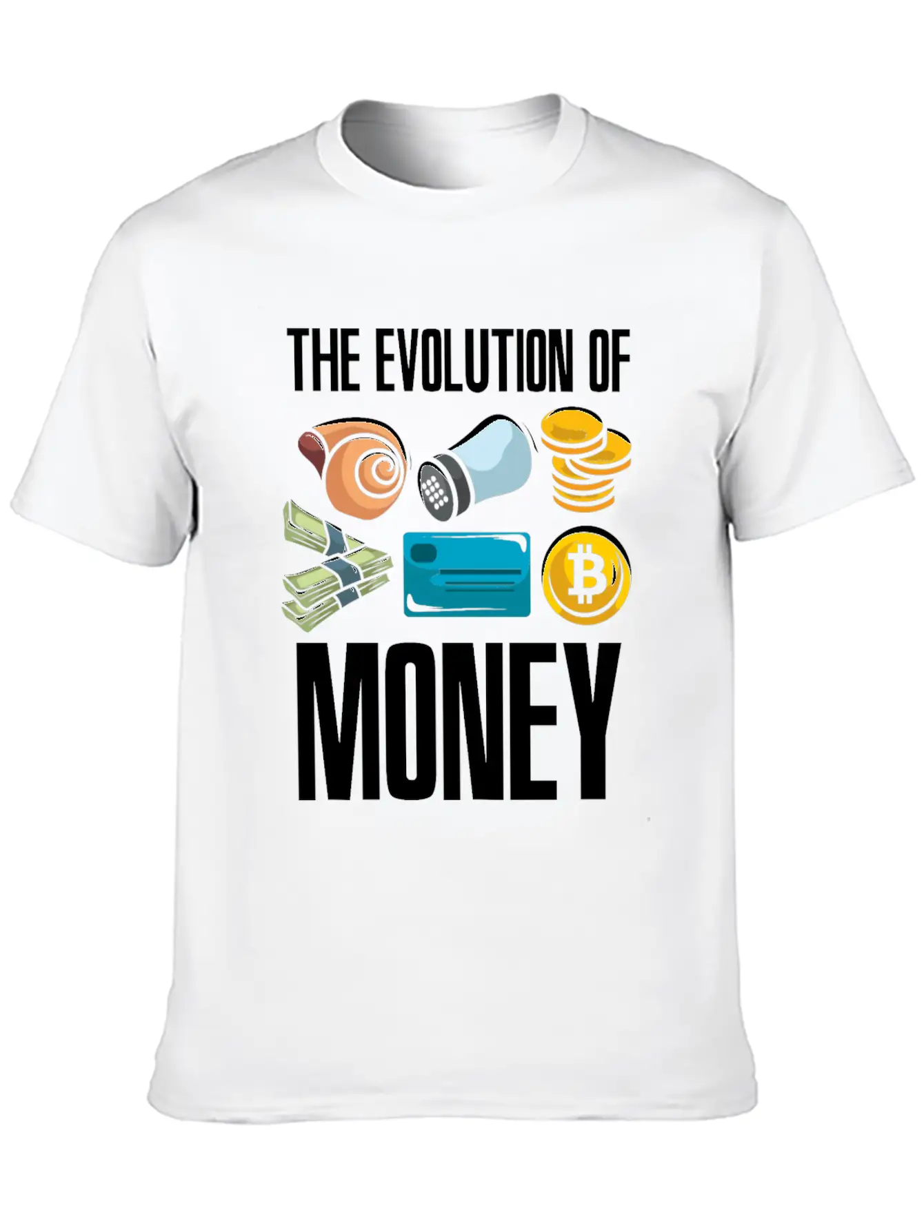 The Evolution Of Money Crypto Plan BTC Bitcoin Stylish Everyday T-Shirt – Unisex Basic Cotton Tee