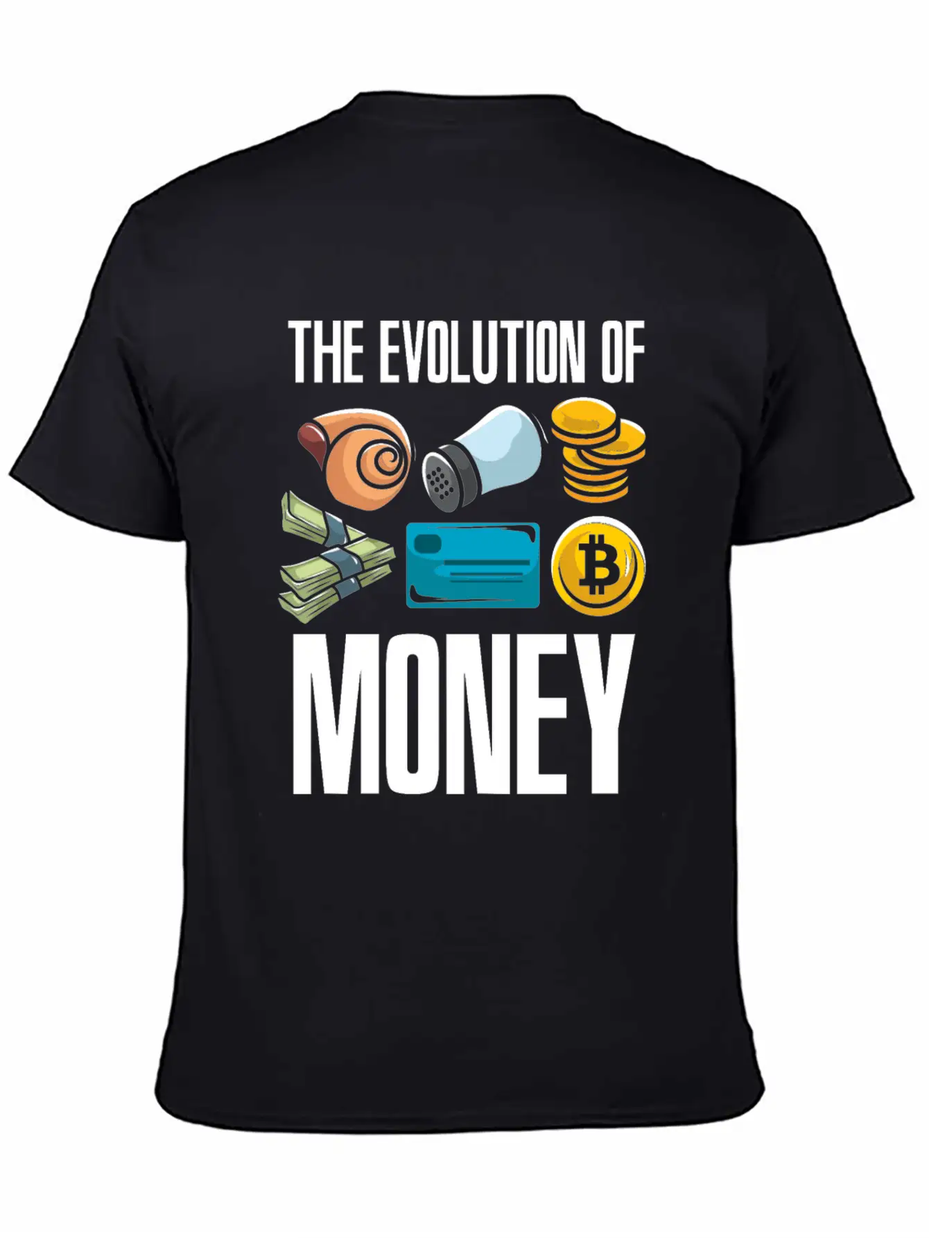 The Evolution Of Money Crypto Plan BTC Bitcoin Stylish Everyday T-Shirt – Unisex Basic Cotton Tee