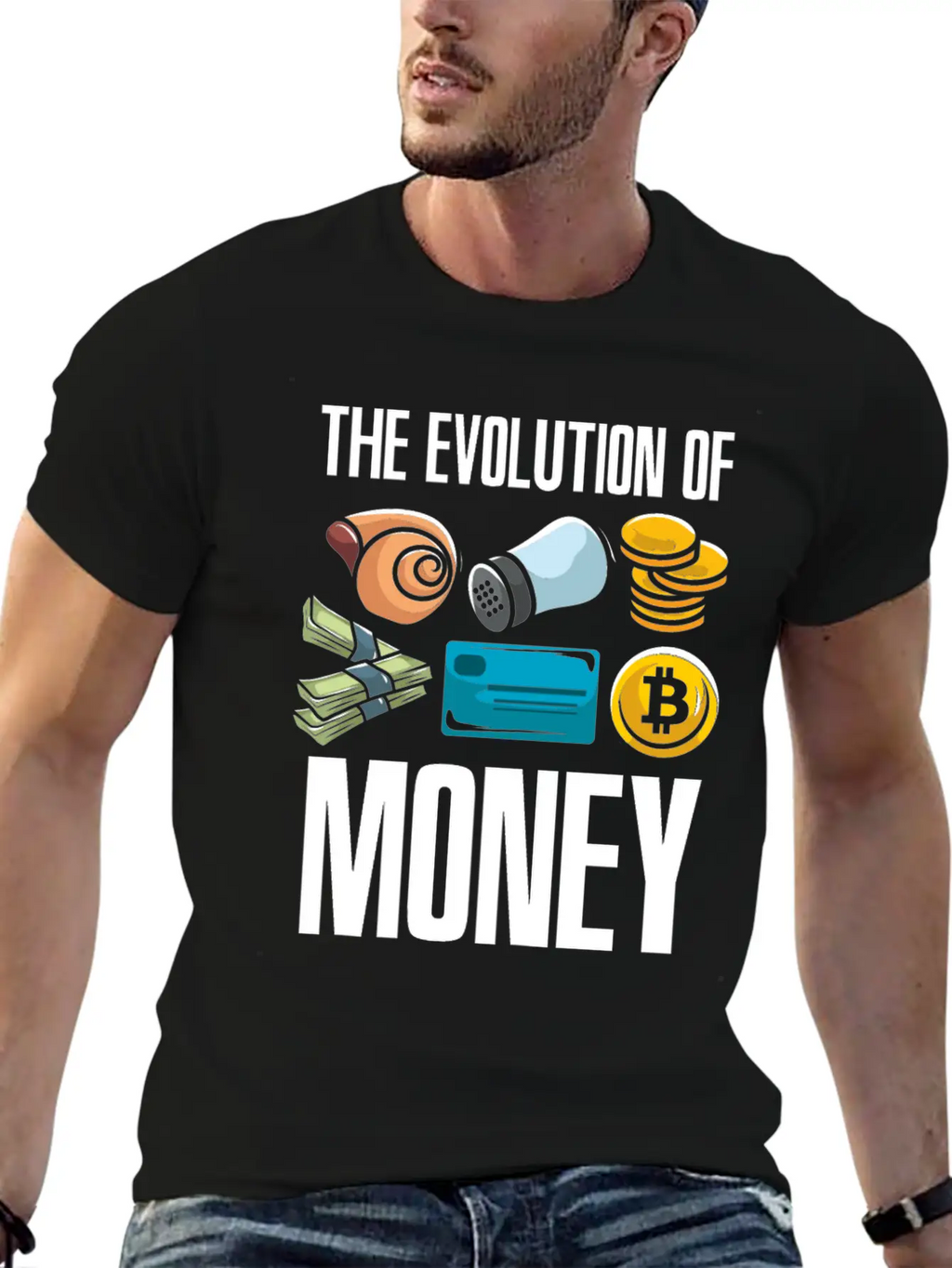 The Evolution Of Money Crypto Plan BTC Bitcoin Stylish Everyday T-Shirt – Unisex Basic Cotton Tee