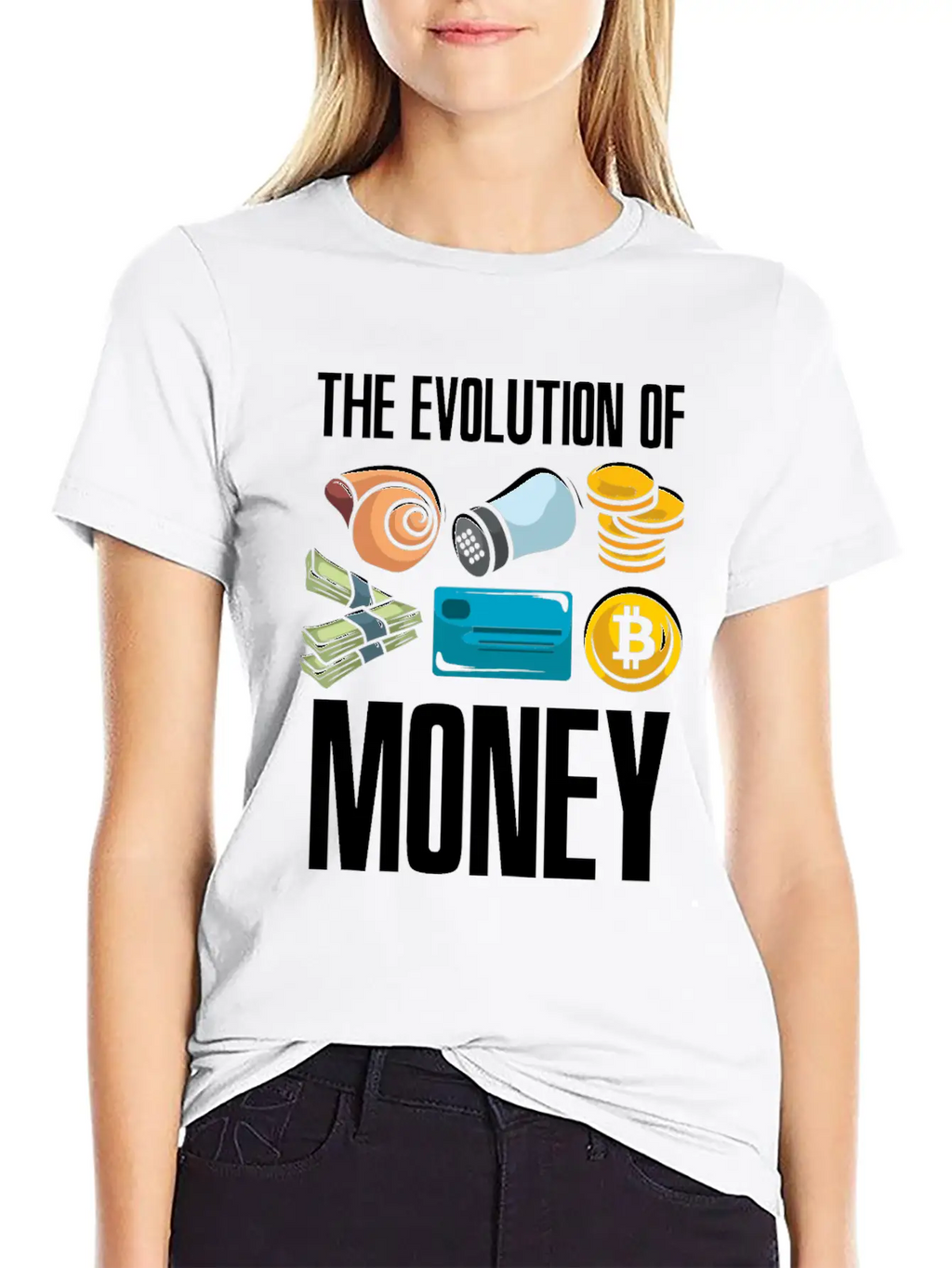 The Evolution Of Money Crypto Plan BTC Bitcoin Stylish Everyday T-Shirt – Unisex Basic Cotton Tee
