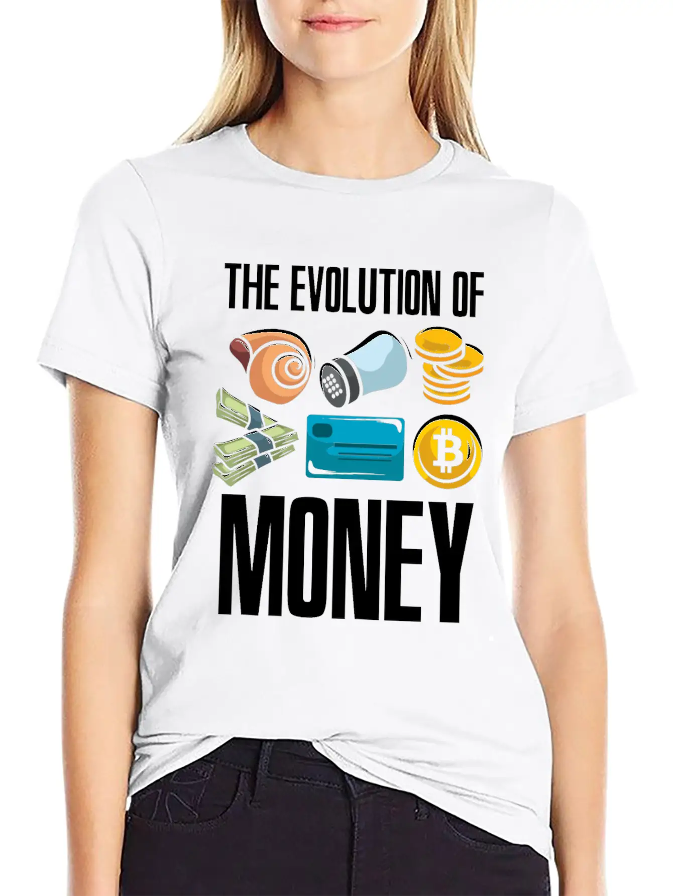The Evolution Of Money Crypto Plan BTC Bitcoin Stylish Everyday T-Shirt – Unisex Basic Cotton Tee
