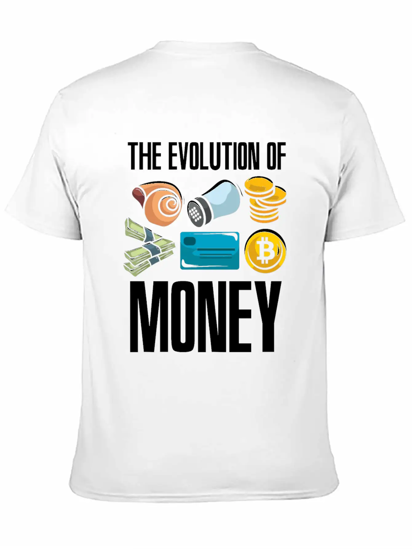 The Evolution Of Money Crypto Plan BTC Bitcoin Stylish Everyday T-Shirt – Unisex Basic Cotton Tee