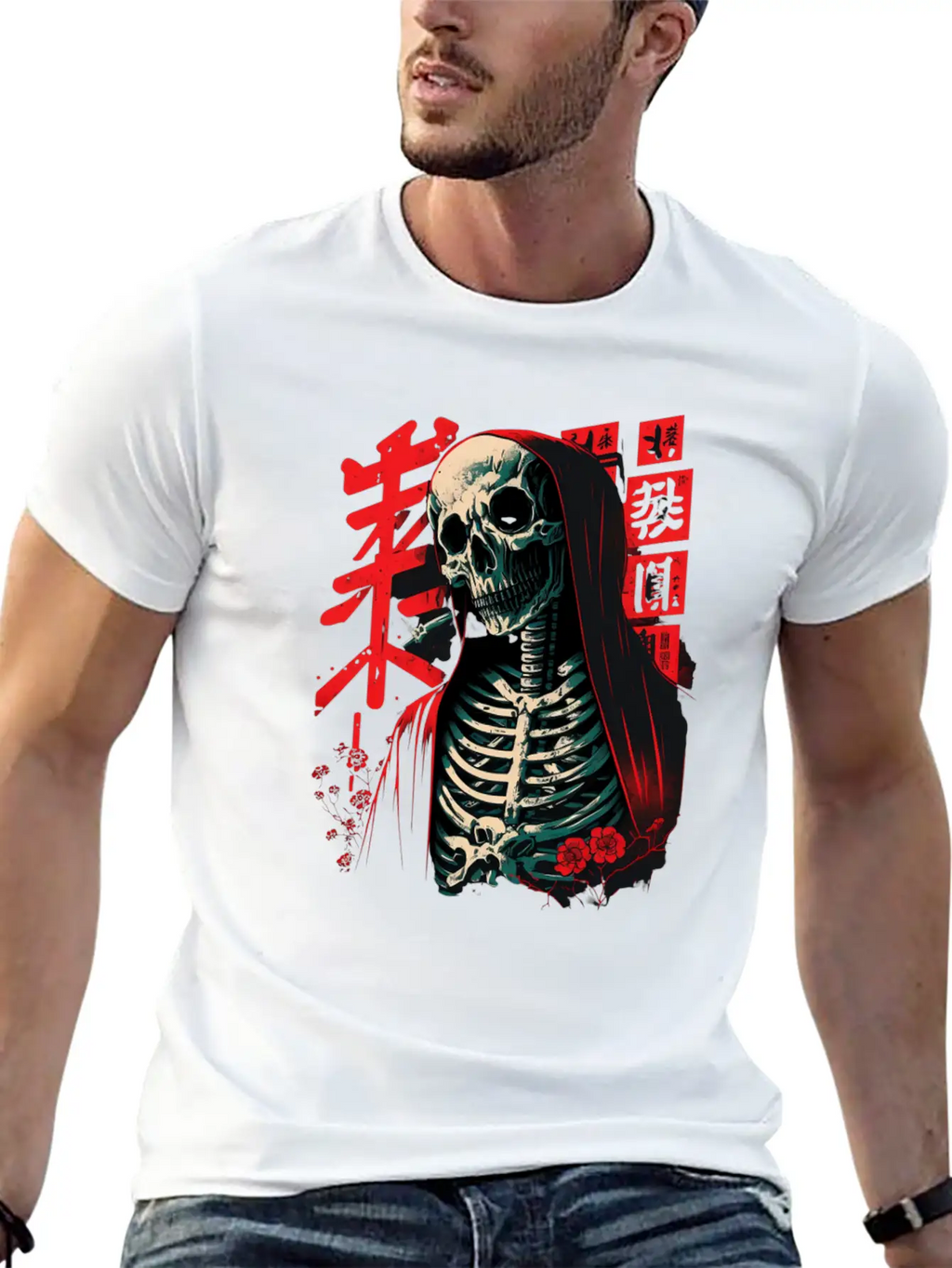 The Grim Robe A Skeleton's Stylish Attire Basic Graphic T-Shirt – Daily Comfort In Soft Cotton