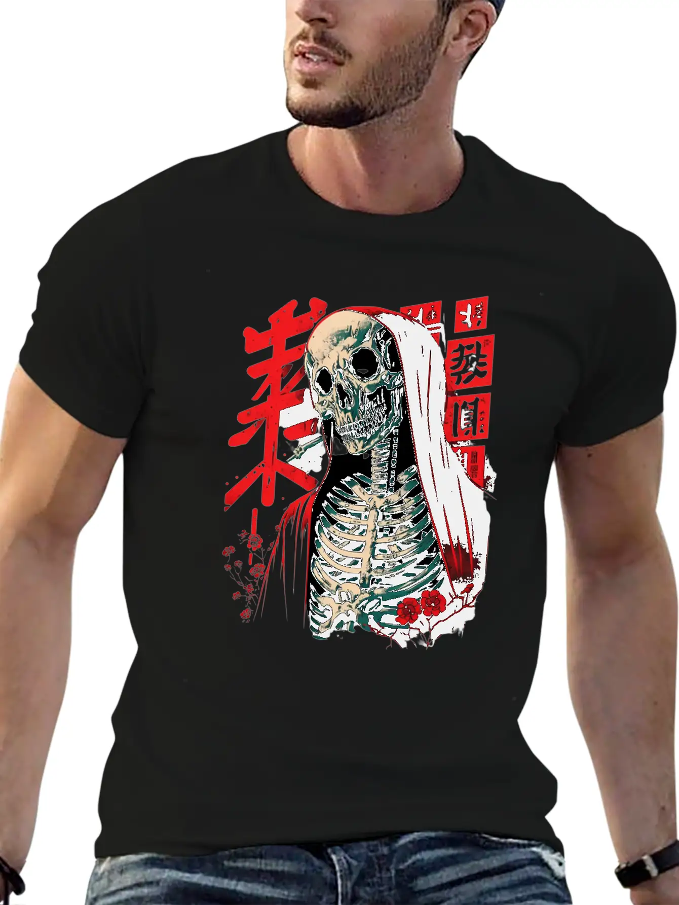 The Grim Robe A Skeleton's Stylish Attire Basic Graphic T-Shirt – Daily Comfort In Soft Cotton