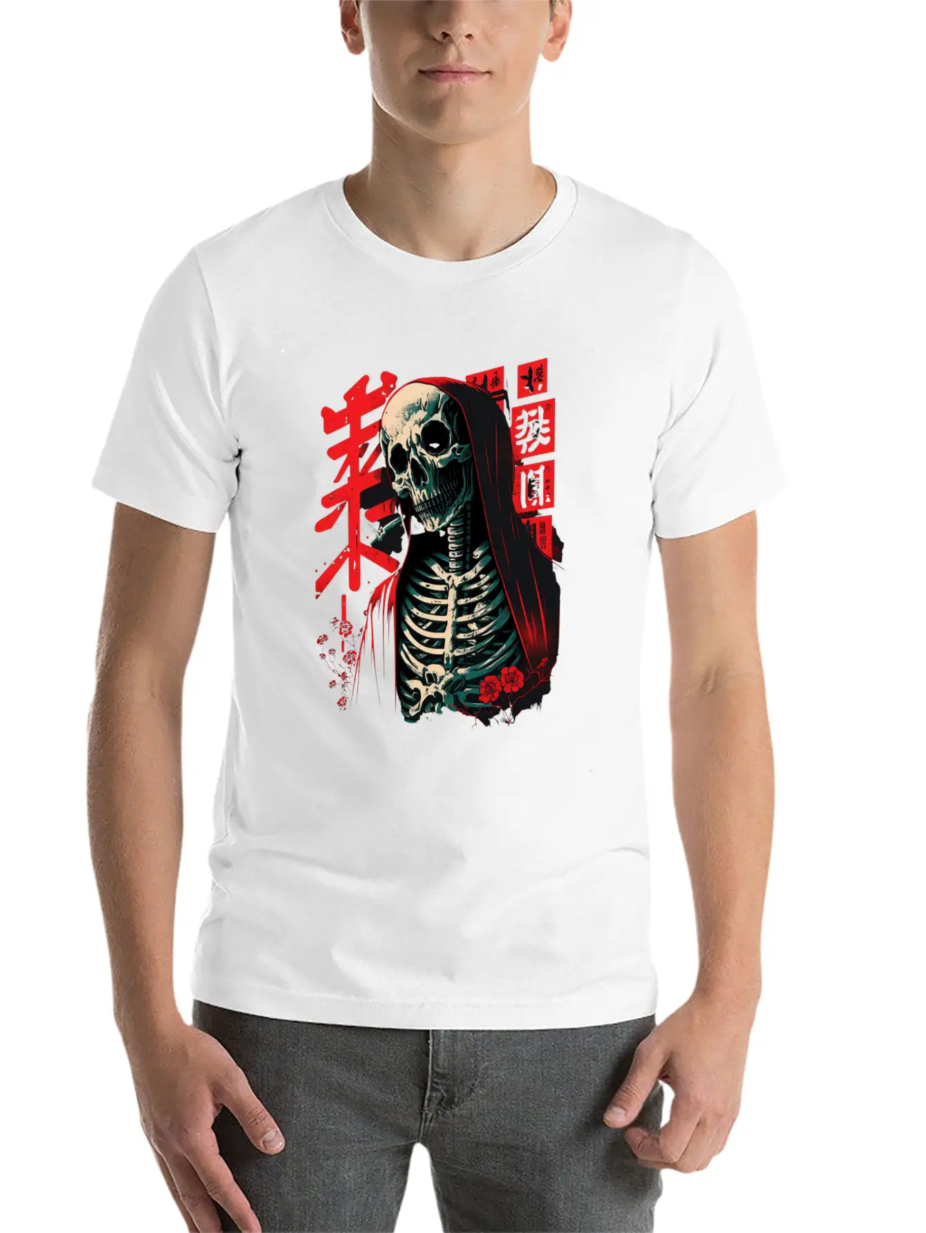 The Grim Robe A Skeleton's Stylish Attire Basic Graphic T-Shirt – Daily Comfort In Soft Cotton