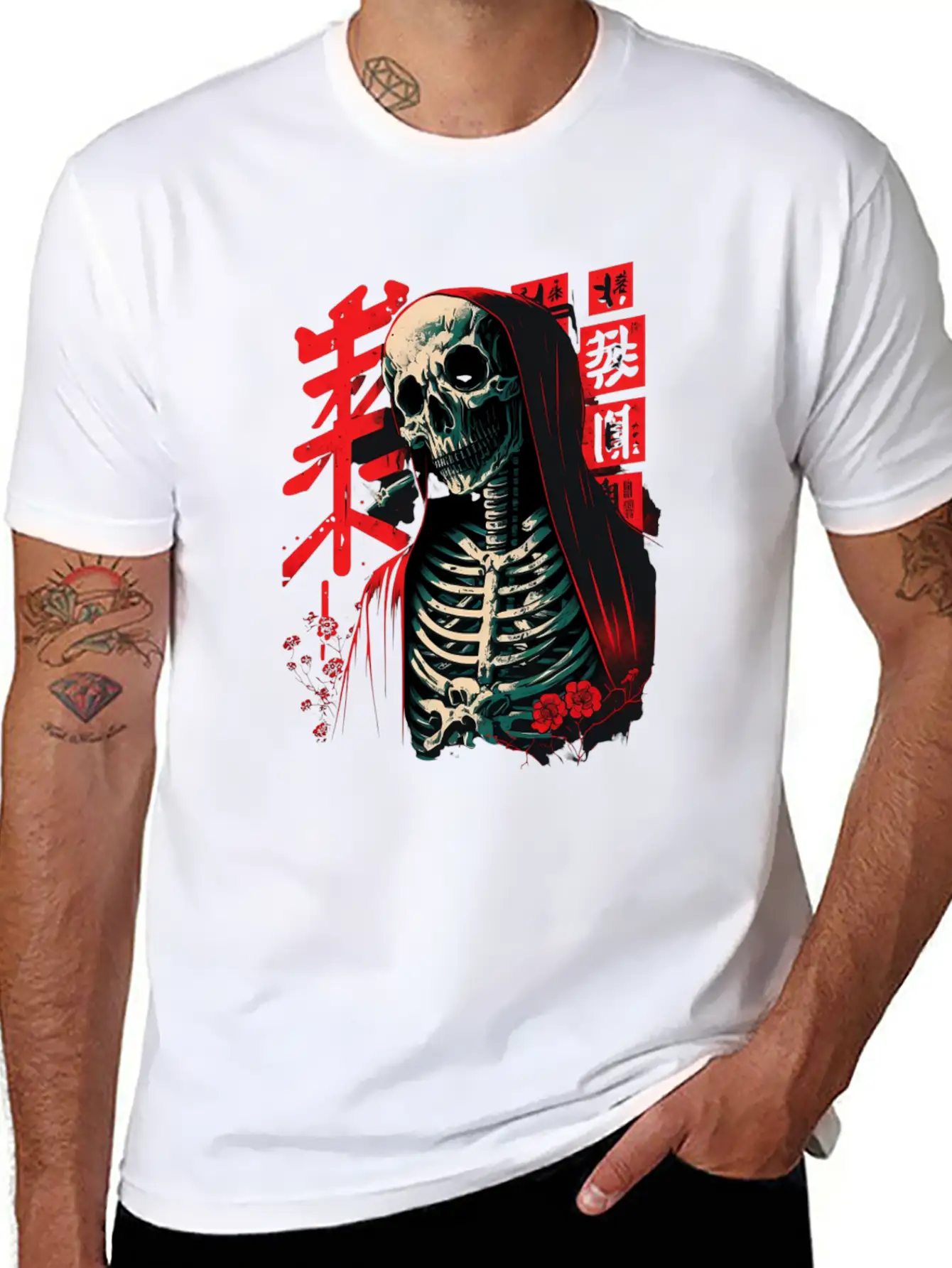 The Grim Robe A Skeleton's Stylish Attire Basic Graphic T-Shirt – Daily Comfort In Soft Cotton