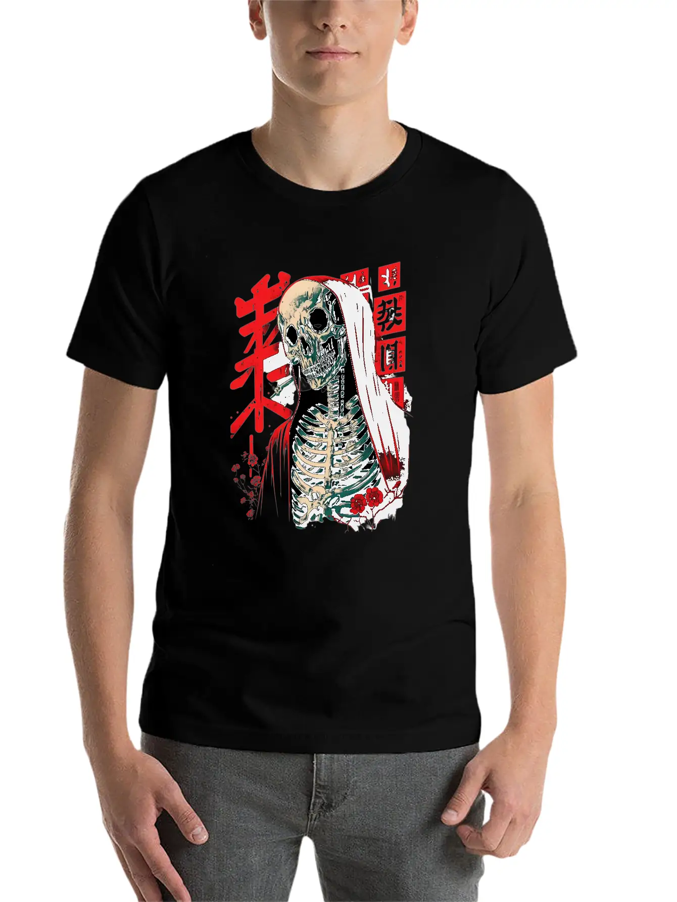 The Grim Robe A Skeleton's Stylish Attire Basic Graphic T-Shirt – Daily Comfort In Soft Cotton