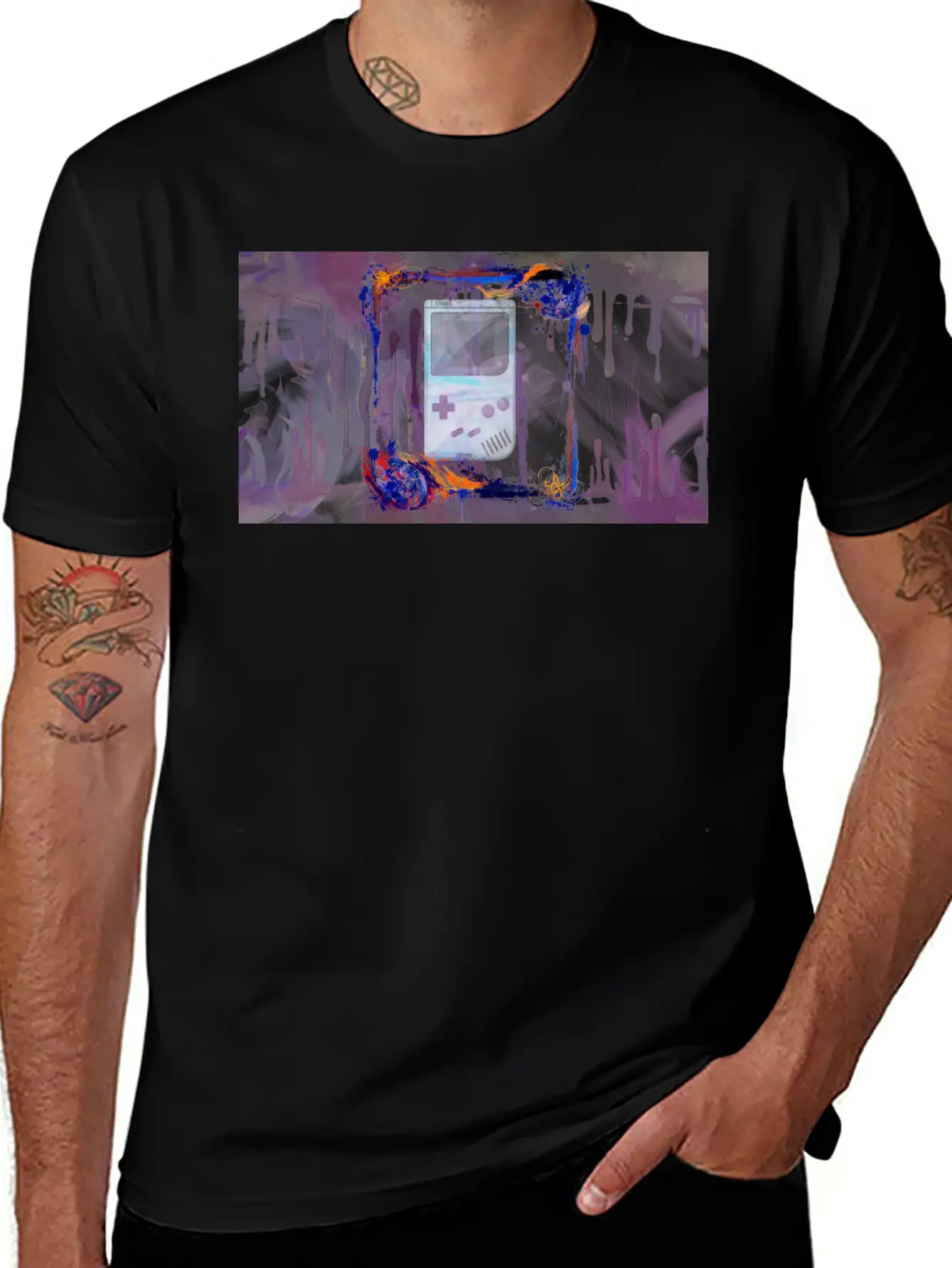 The Grunge Paint Game Boy Breathable Soft Cotton T-Shirt – Timeless Casual Look