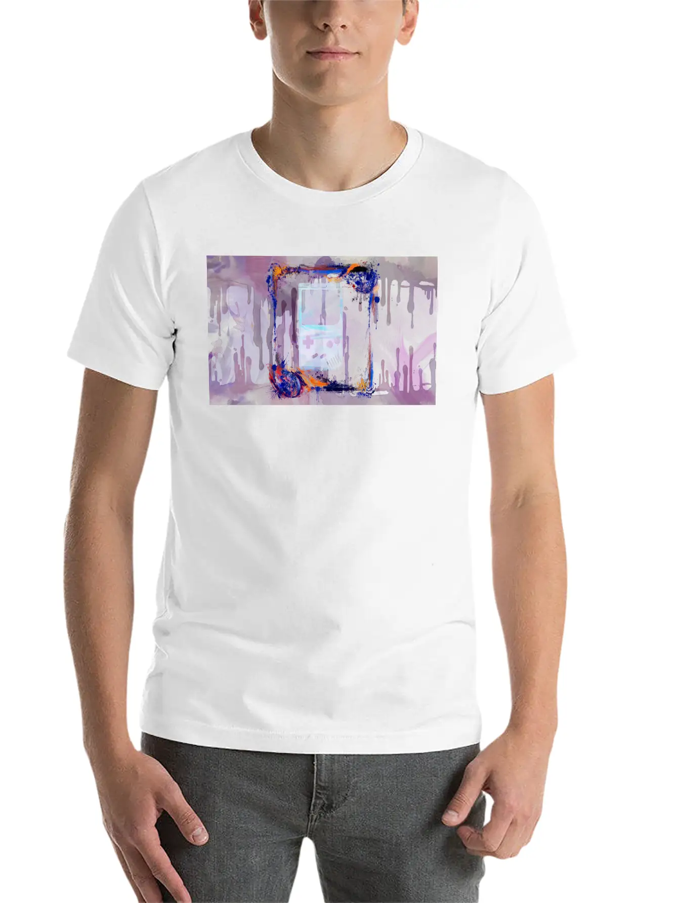 The Grunge Paint Game Boy Breathable Soft Cotton T-Shirt – Timeless Casual Look
