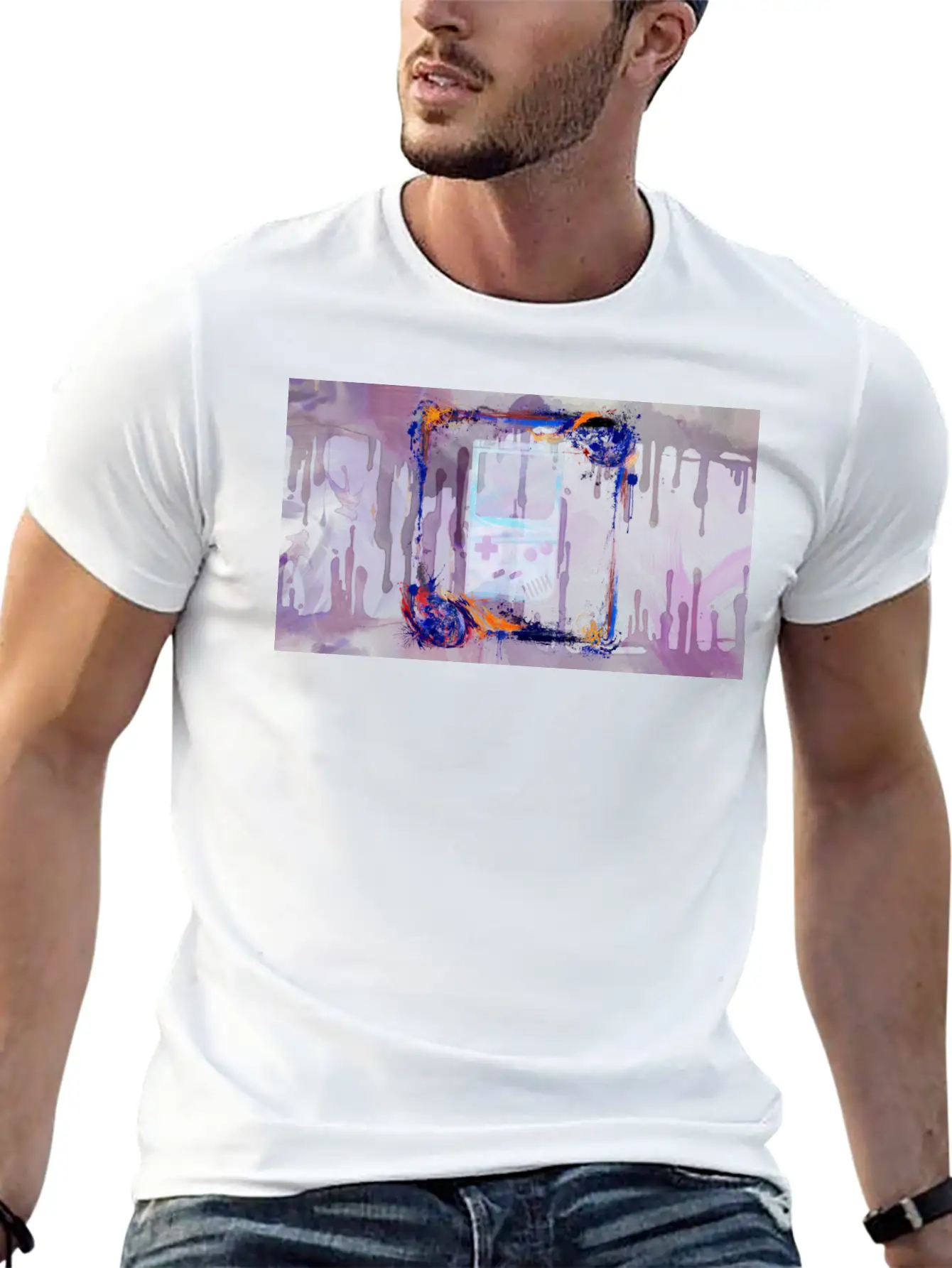 The Grunge Paint Game Boy Breathable Soft Cotton T-Shirt – Timeless Casual Look