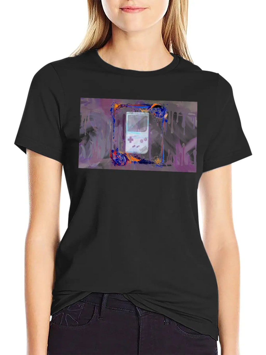 The Grunge Paint Game Boy Breathable Soft Cotton T-Shirt – Timeless Casual Look