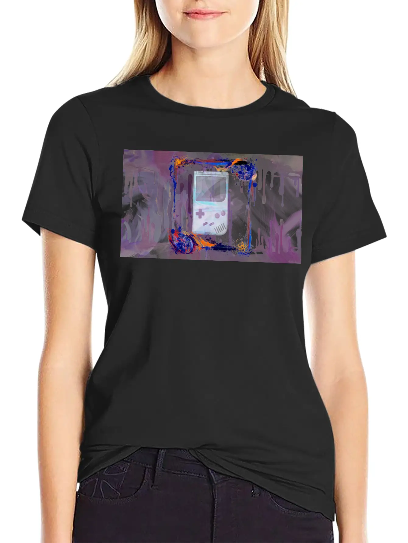 The Grunge Paint Game Boy Breathable Soft Cotton T-Shirt – Timeless Casual Look