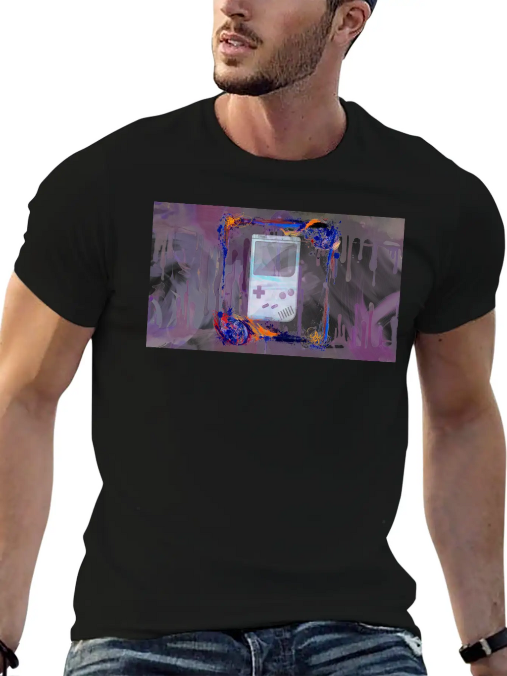 The Grunge Paint Game Boy Breathable Soft Cotton T-Shirt – Timeless Casual Look
