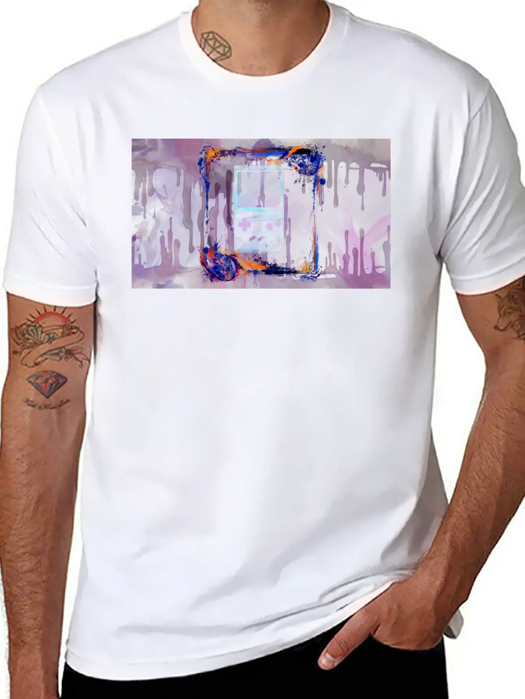 The Grunge Paint Game Boy Breathable Soft Cotton T-Shirt – Timeless Casual Look