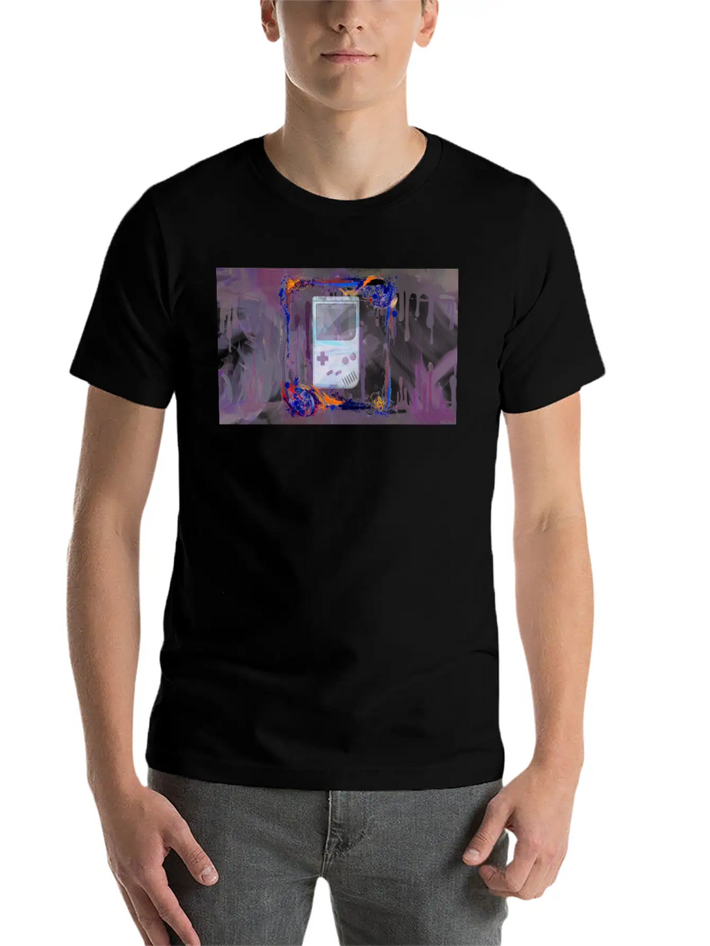 The Grunge Paint Game Boy Breathable Soft Cotton T-Shirt – Timeless Casual Look