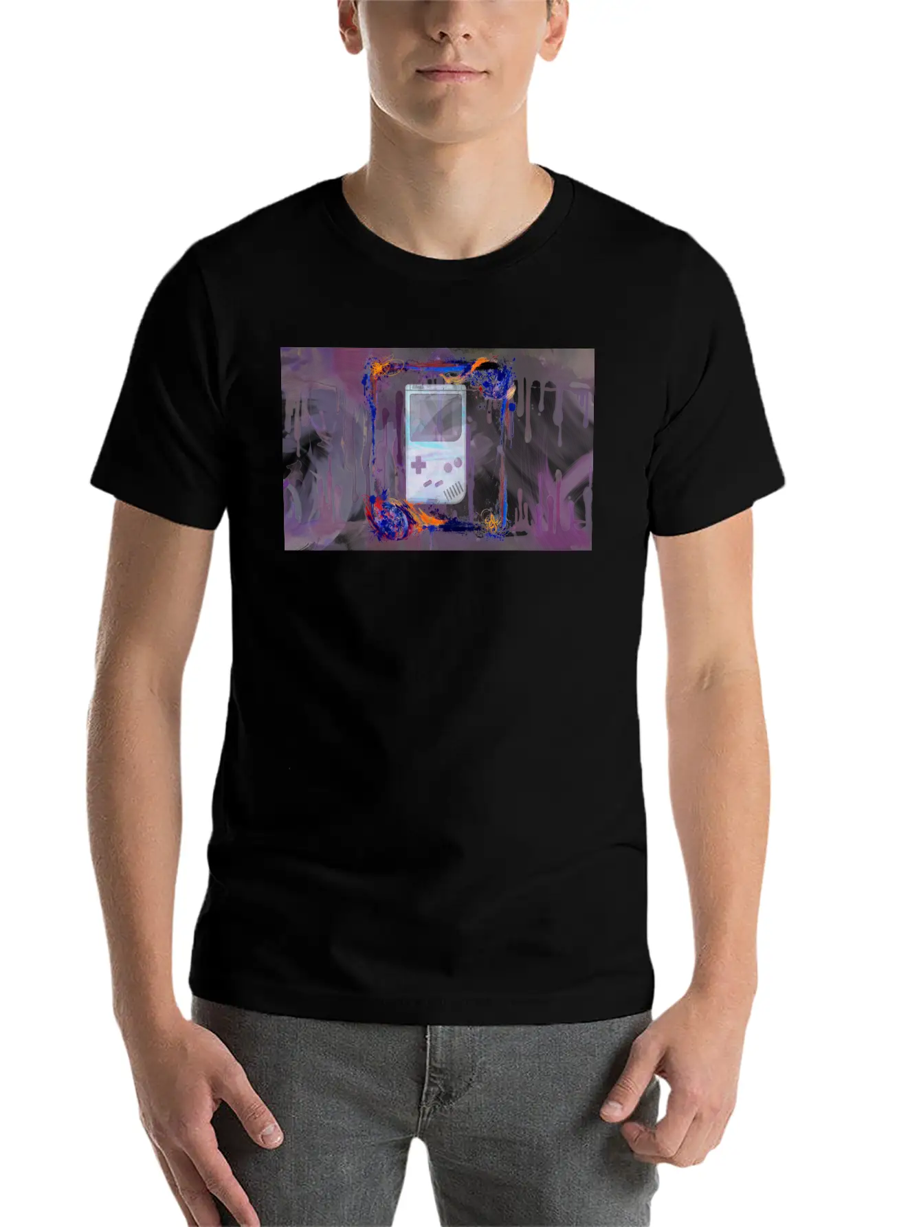 The Grunge Paint Game Boy Breathable Soft Cotton T-Shirt – Timeless Casual Look