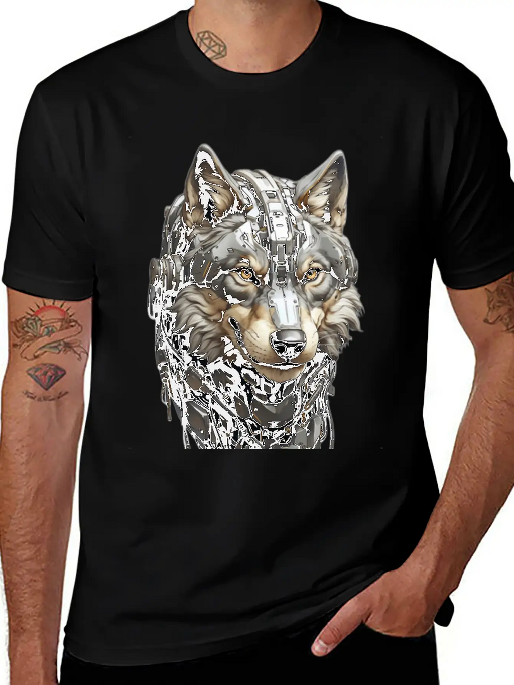 The Head Of A Gray Robotic Gray Wolf Is Looking Timeless Short Sleeve Tee – Comfy And Minimalist Design