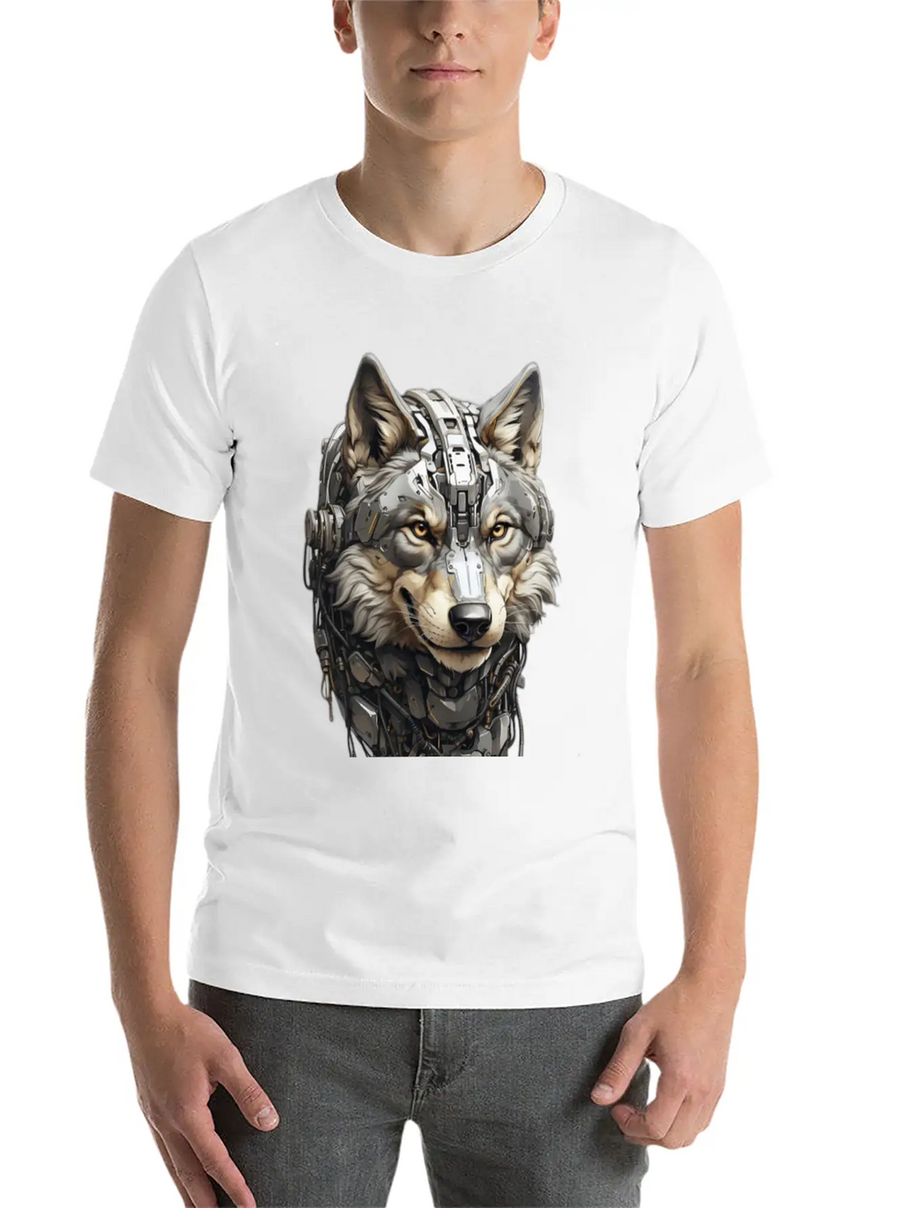 The Head Of A Gray Robotic Gray Wolf Is Looking Timeless Short Sleeve Tee – Comfy And Minimalist Design