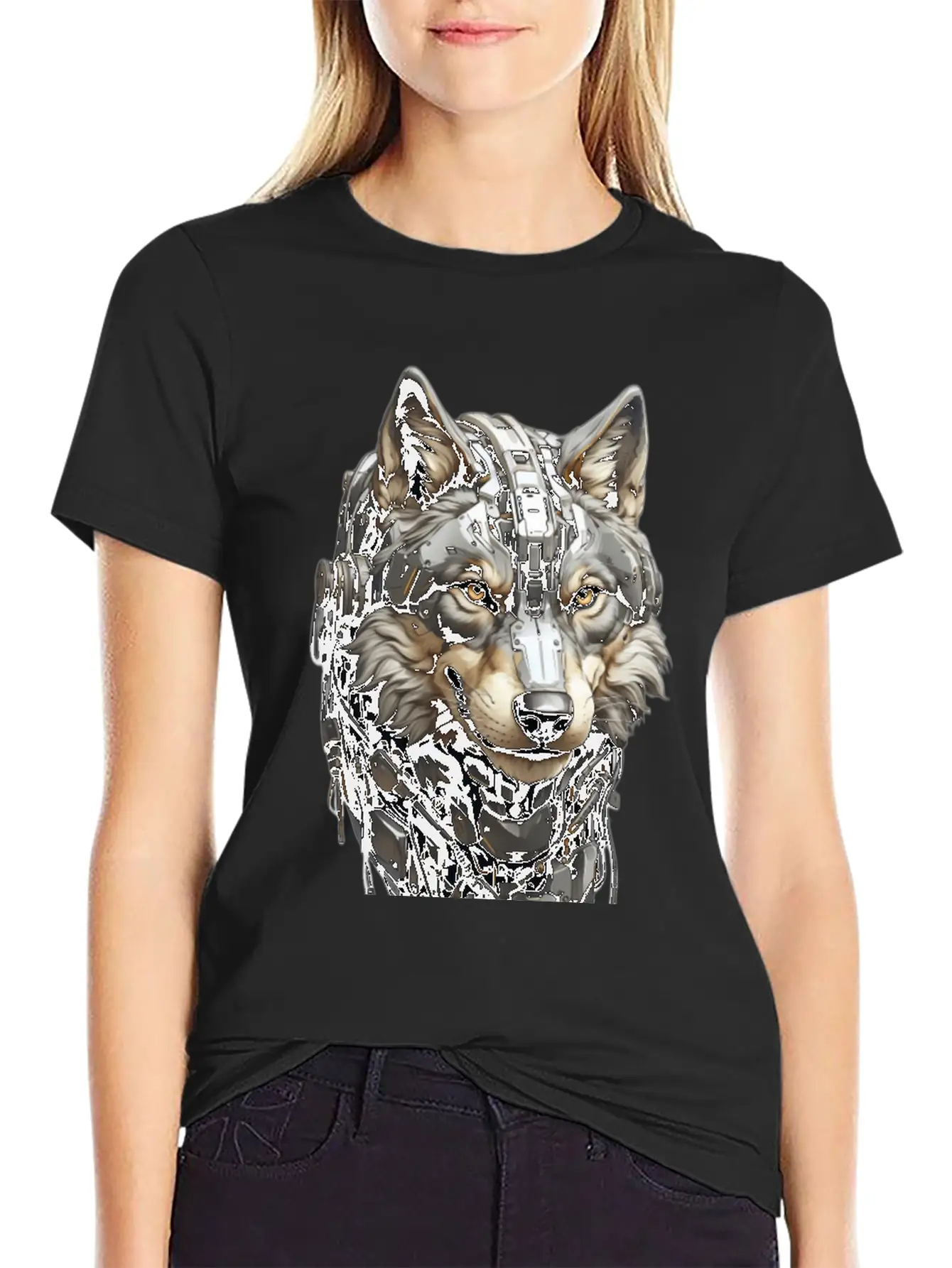 The Head Of A Gray Robotic Gray Wolf Is Looking Timeless Short Sleeve Tee – Comfy And Minimalist Design
