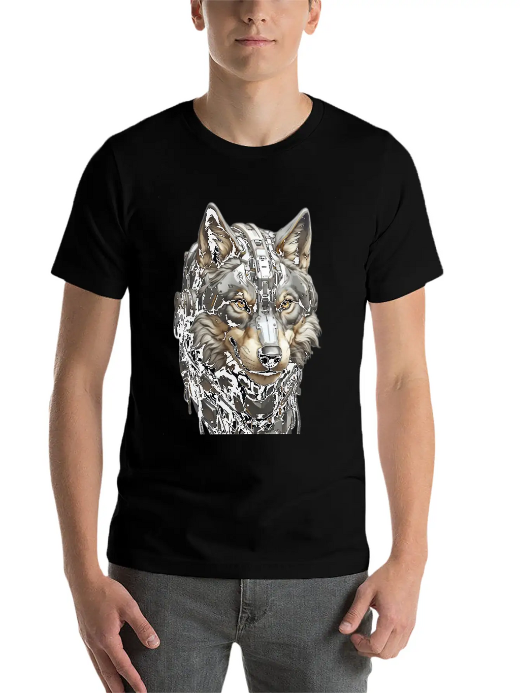 The Head Of A Gray Robotic Gray Wolf Is Looking Timeless Short Sleeve Tee – Comfy And Minimalist Design