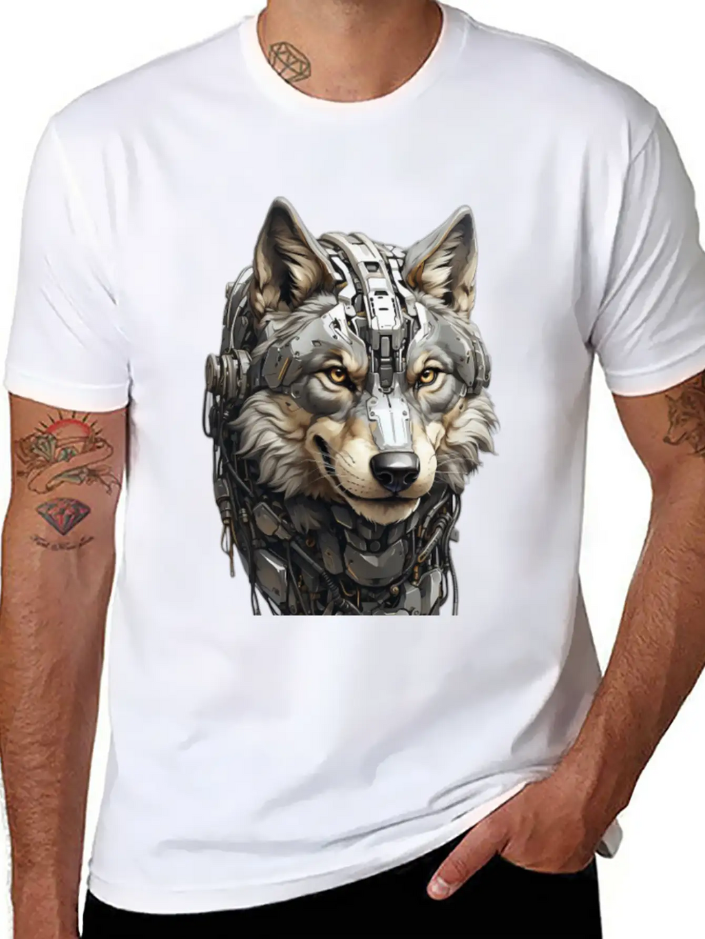 The Head Of A Gray Robotic Gray Wolf Is Looking Timeless Short Sleeve Tee – Comfy And Minimalist Design