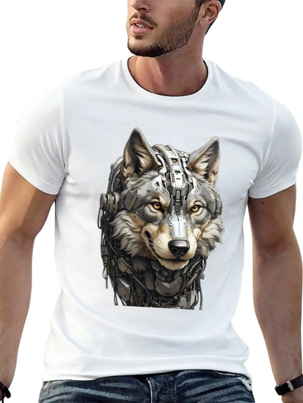The Head Of A Gray Robotic Gray Wolf Is Looking Timeless Short Sleeve Tee – Comfy And Minimalist Design